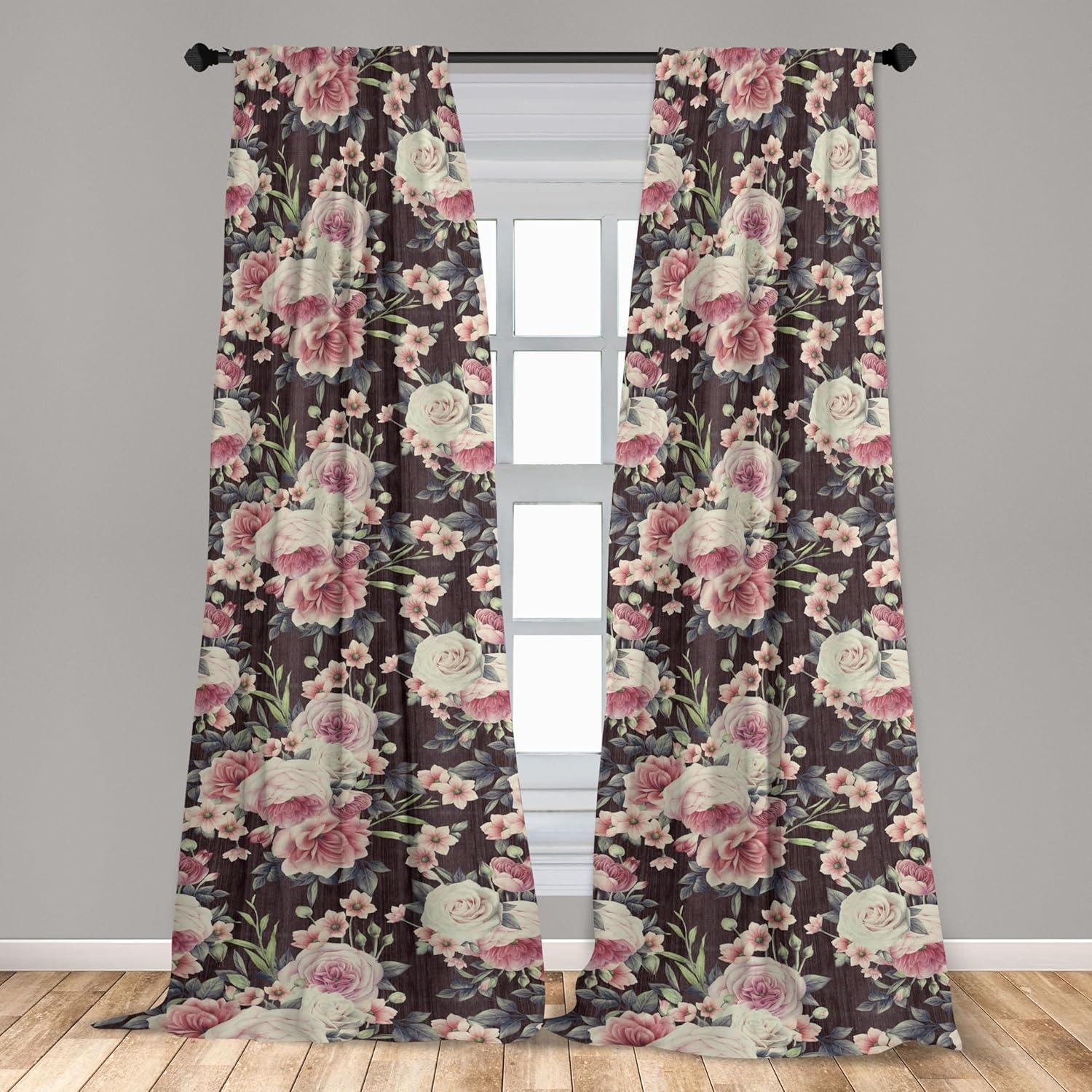 imageAmbesonne Garden Scene Curtains Soft Tones Flowers Boho Pattern Springtime Inspired Neutral Art Window Treatments 2 Panel Set for Living Room Bedroom Pair of 28 x 95 Lavender Blue Warm TaupePale Yellow Pastel Pink