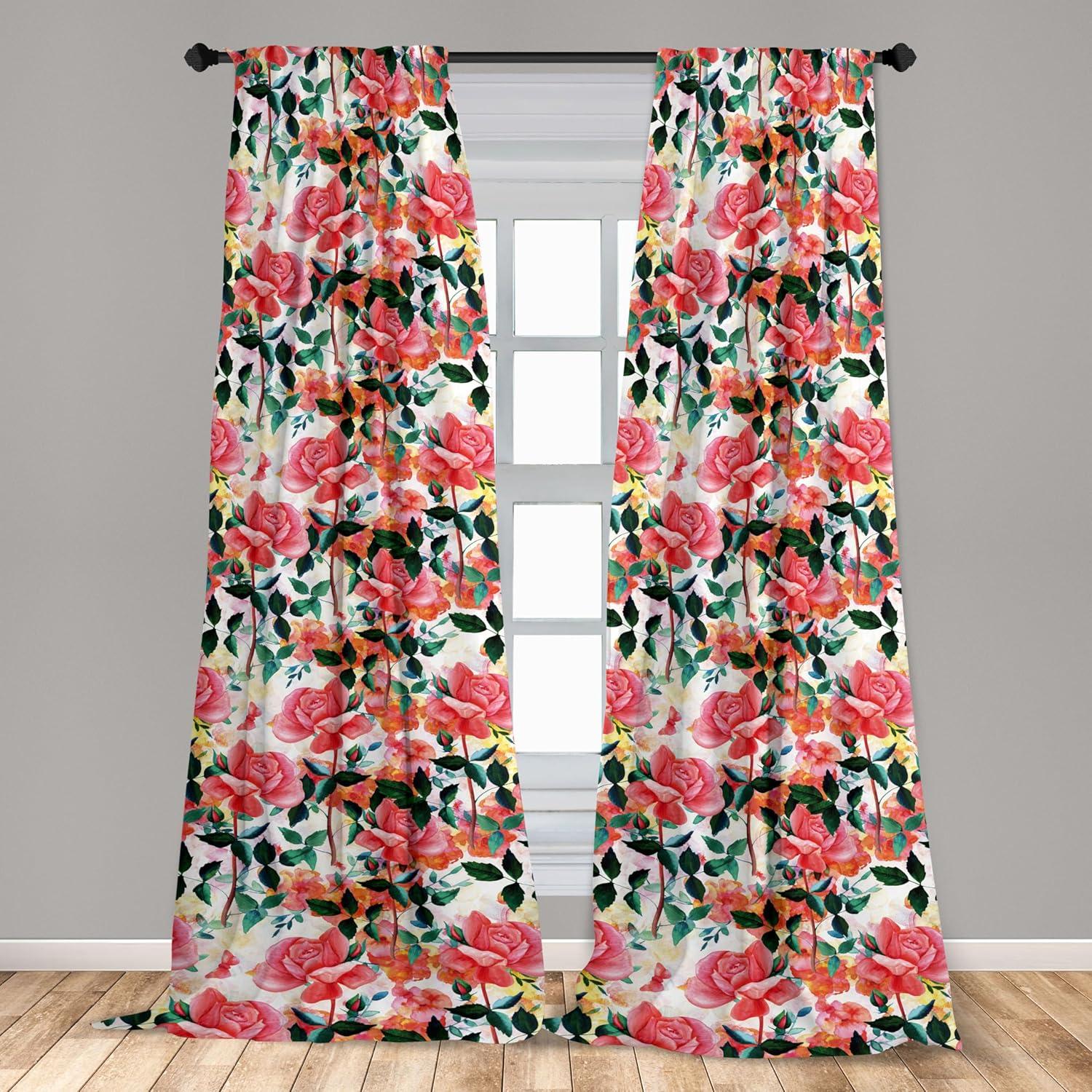 imageAmbesonne Garden Scene Curtains Soft Tones Flowers Boho Pattern Springtime Inspired Neutral Art Window Treatments 2 Panel Set for Living Room Bedroom Pair of 28 x 95 Lavender Blue Warm TaupePastel Pink Hunter Green