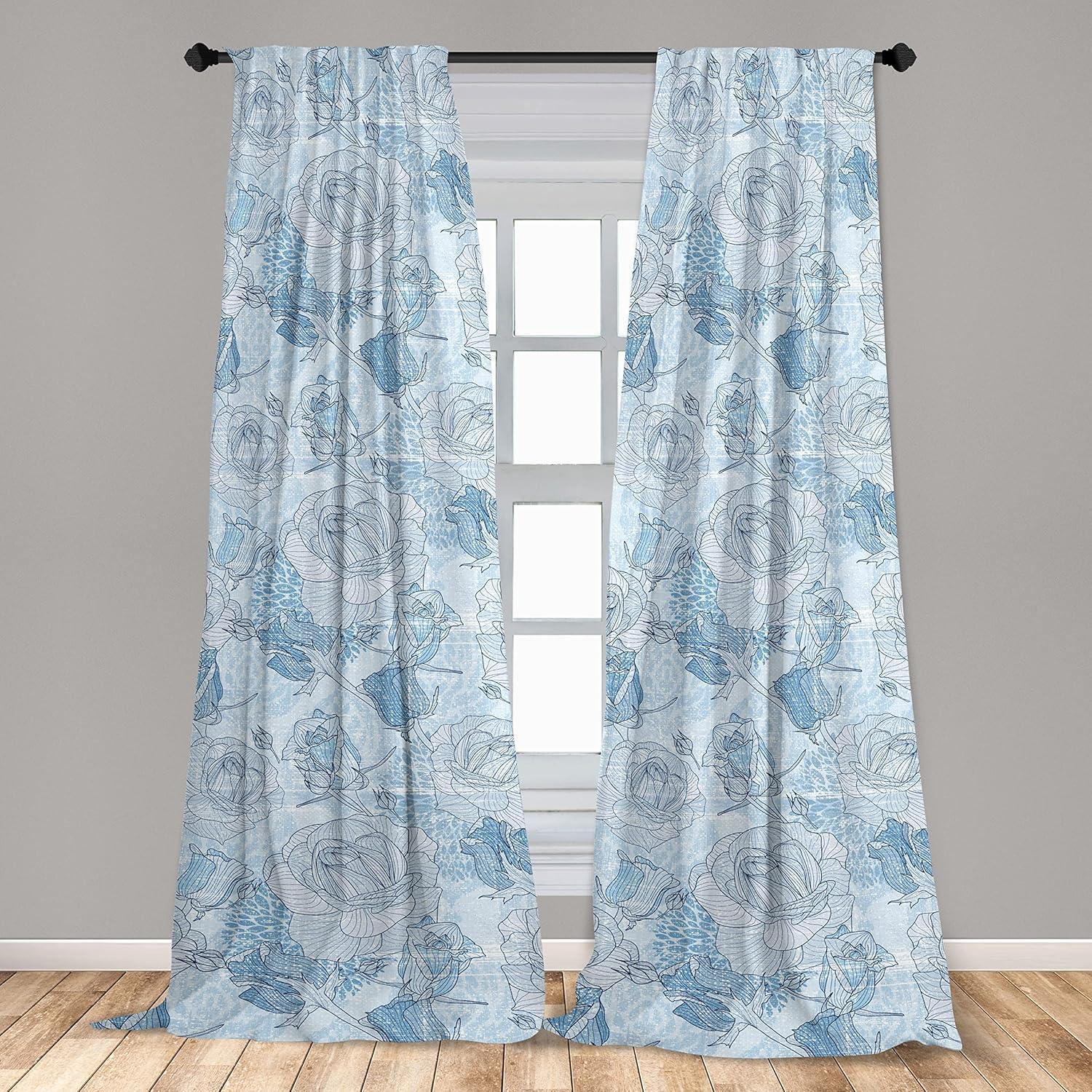 imageAmbesonne Garden Scene Curtains Soft Tones Flowers Boho Pattern Springtime Inspired Neutral Art Window Treatments 2 Panel Set for Living Room Bedroom Pair of 28 x 95 Lavender Blue Warm TaupeSea Blue Soft Blue