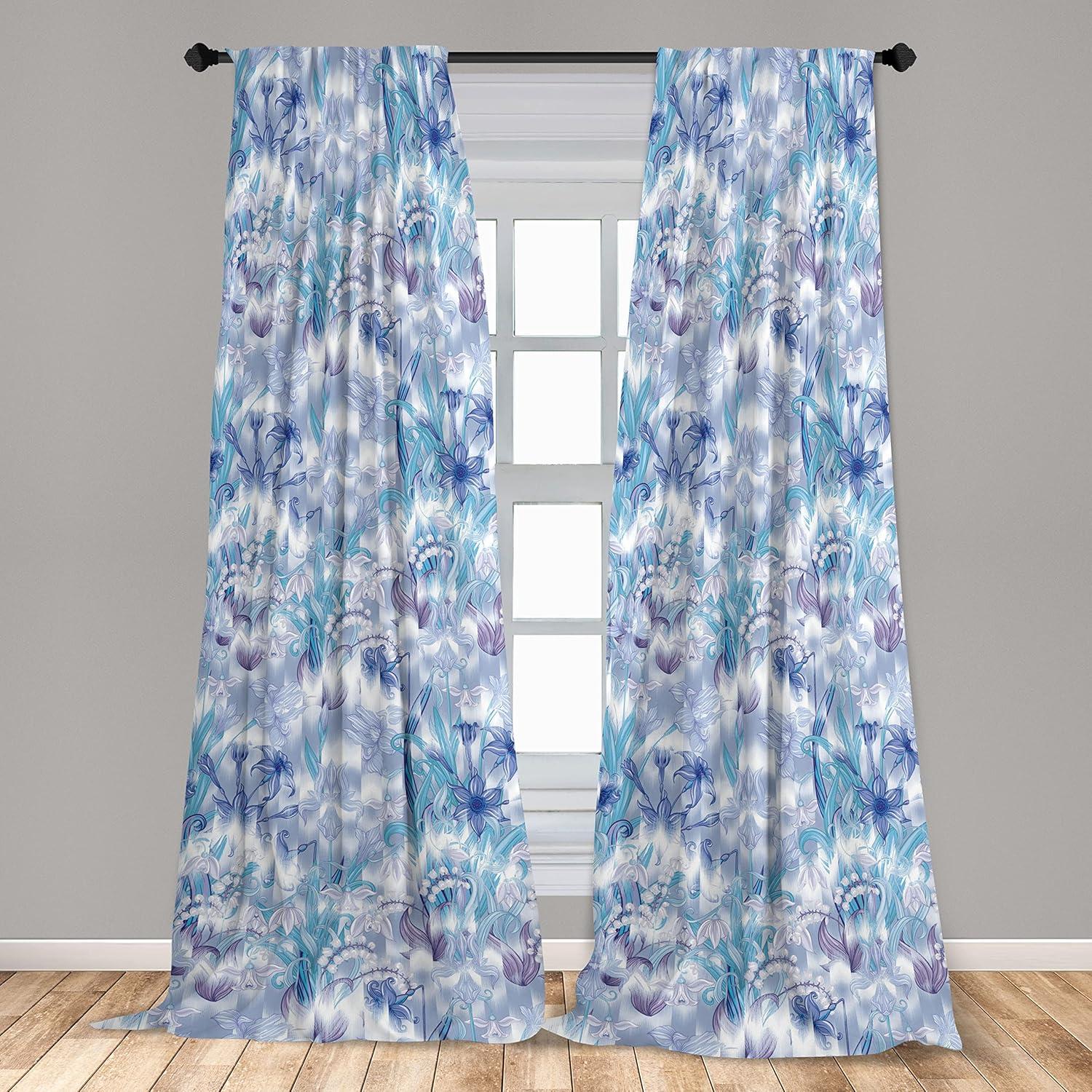 imageAmbesonne Garden Scene Curtains Soft Tones Flowers Boho Pattern Springtime Inspired Neutral Art Window Treatments 2 Panel Set for Living Room Bedroom Pair of 28 x 95 Lavender Blue Warm TaupeDark Seafoam White Lilac