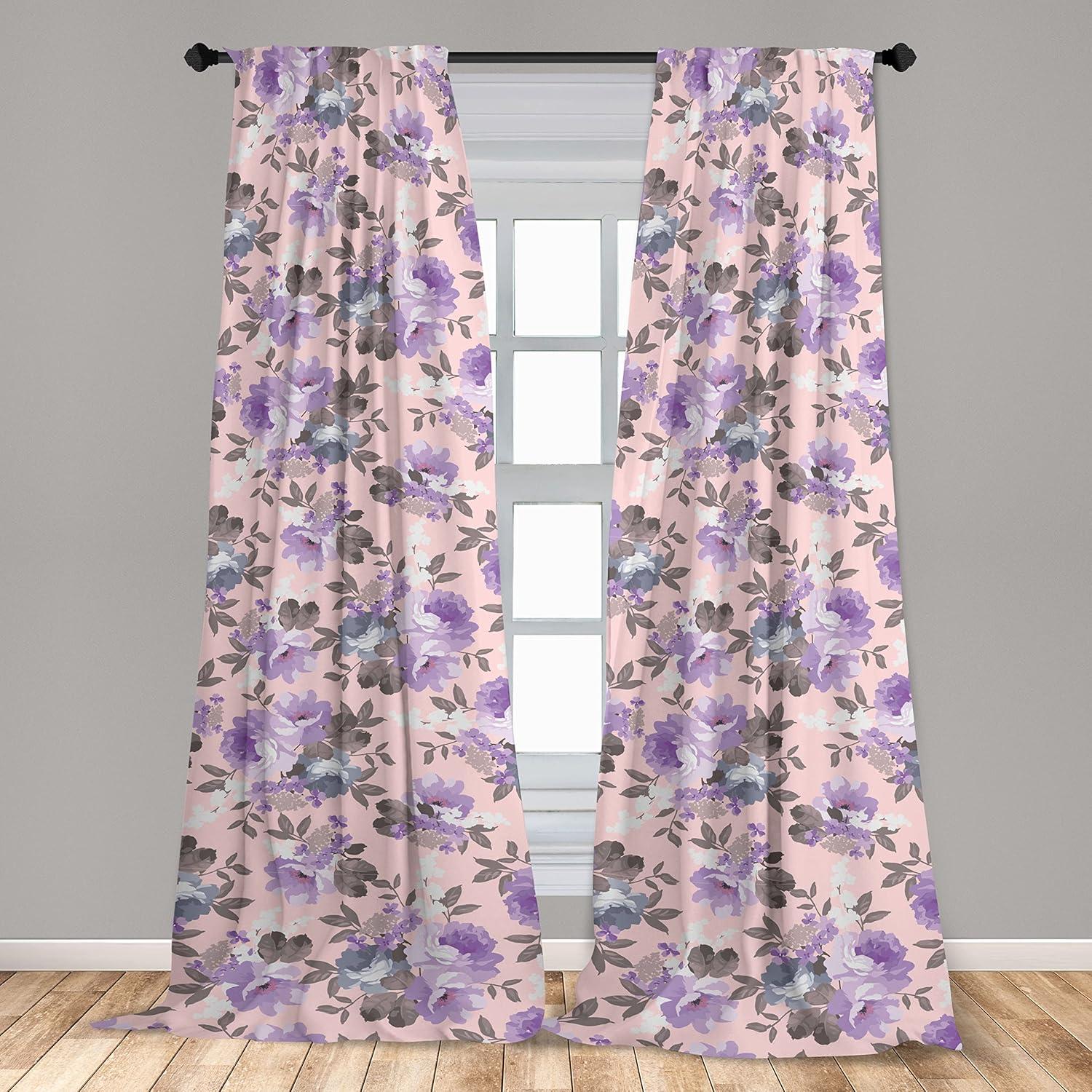 imageAmbesonne Garden Scene Curtains Soft Tones Flowers Boho Pattern Springtime Inspired Neutral Art Window Treatments 2 Panel Set for Living Room Bedroom Pair of 28 x 95 Lavender Blue Warm TaupeBlush Lavender