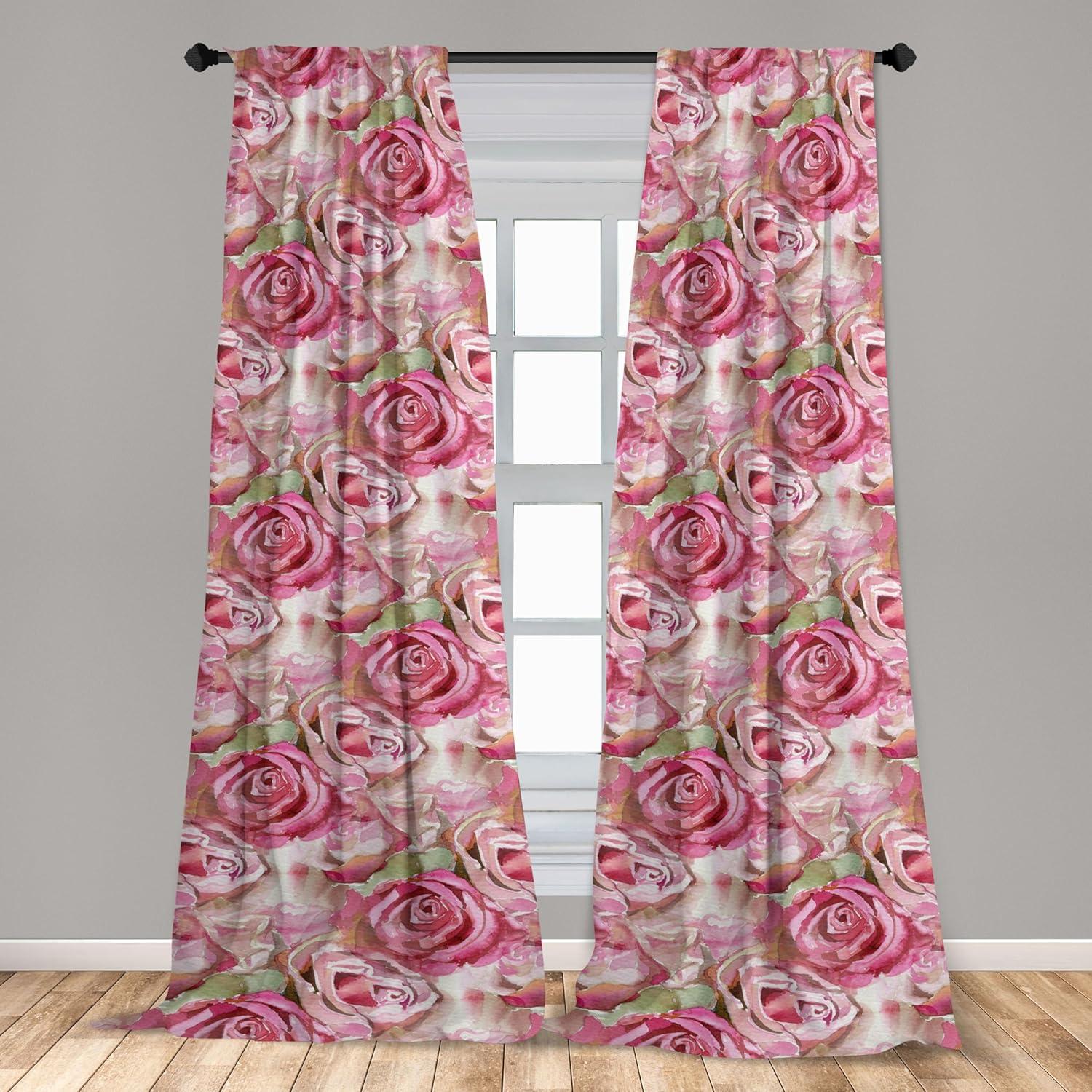 imageAmbesonne Garden Scene Curtains Soft Tones Flowers Boho Pattern Springtime Inspired Neutral Art Window Treatments 2 Panel Set for Living Room Bedroom Pair of 28 x 95 Lavender Blue Warm TaupeRose Pistachio Green