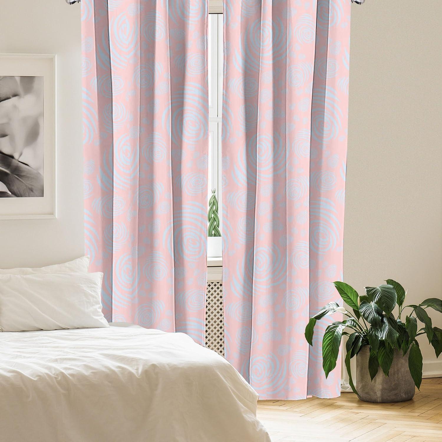 imageAmbesonne Garden Scene Curtains Soft Tones Flowers Boho Pattern Springtime Inspired Neutral Art Window Treatments 2 Panel Set for Living Room Bedroom Pair of 28 x 95 Lavender Blue Warm TaupePale Pink and Pale Azure Blue