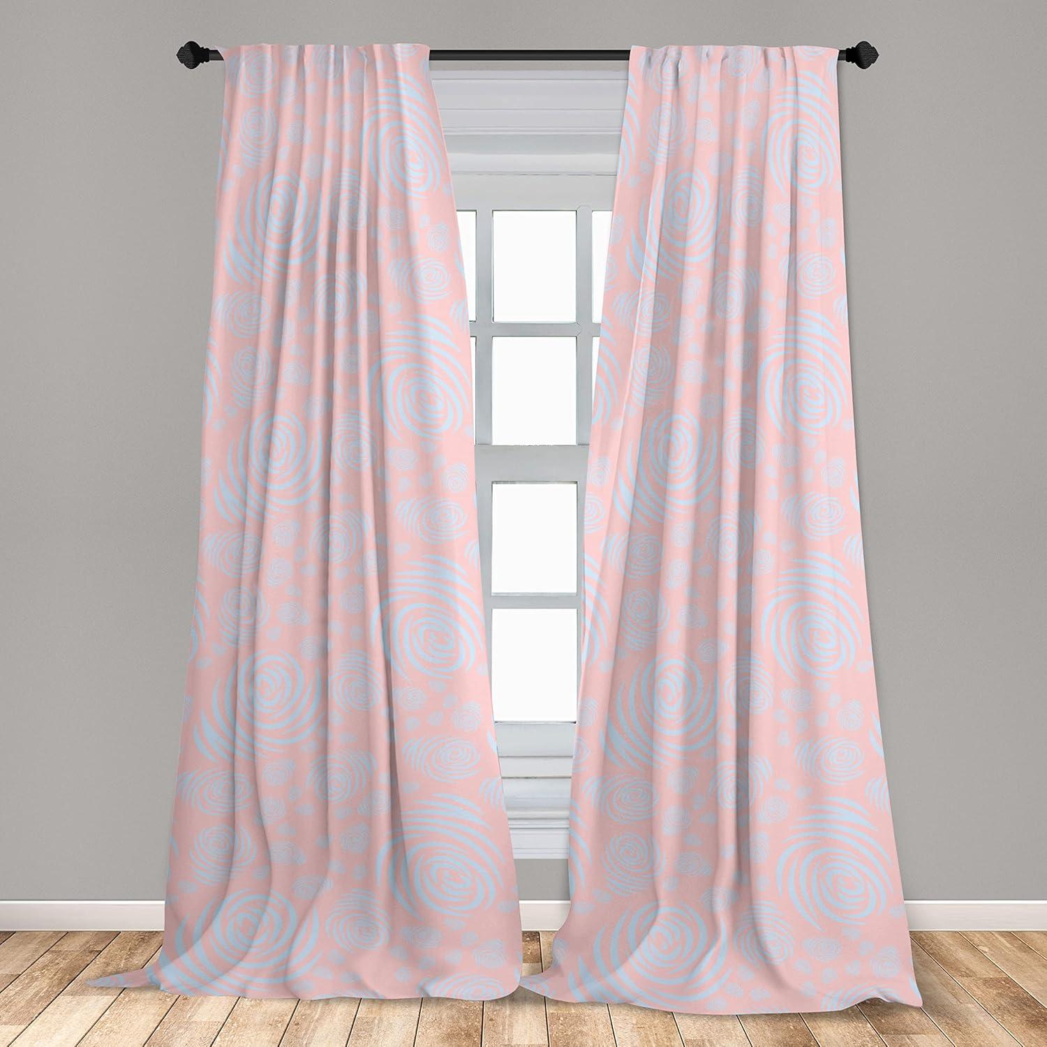 imageAmbesonne Garden Scene Curtains Soft Tones Flowers Boho Pattern Springtime Inspired Neutral Art Window Treatments 2 Panel Set for Living Room Bedroom Pair of 28 x 95 Lavender Blue Warm TaupePale Pink and Pale Azure Blue