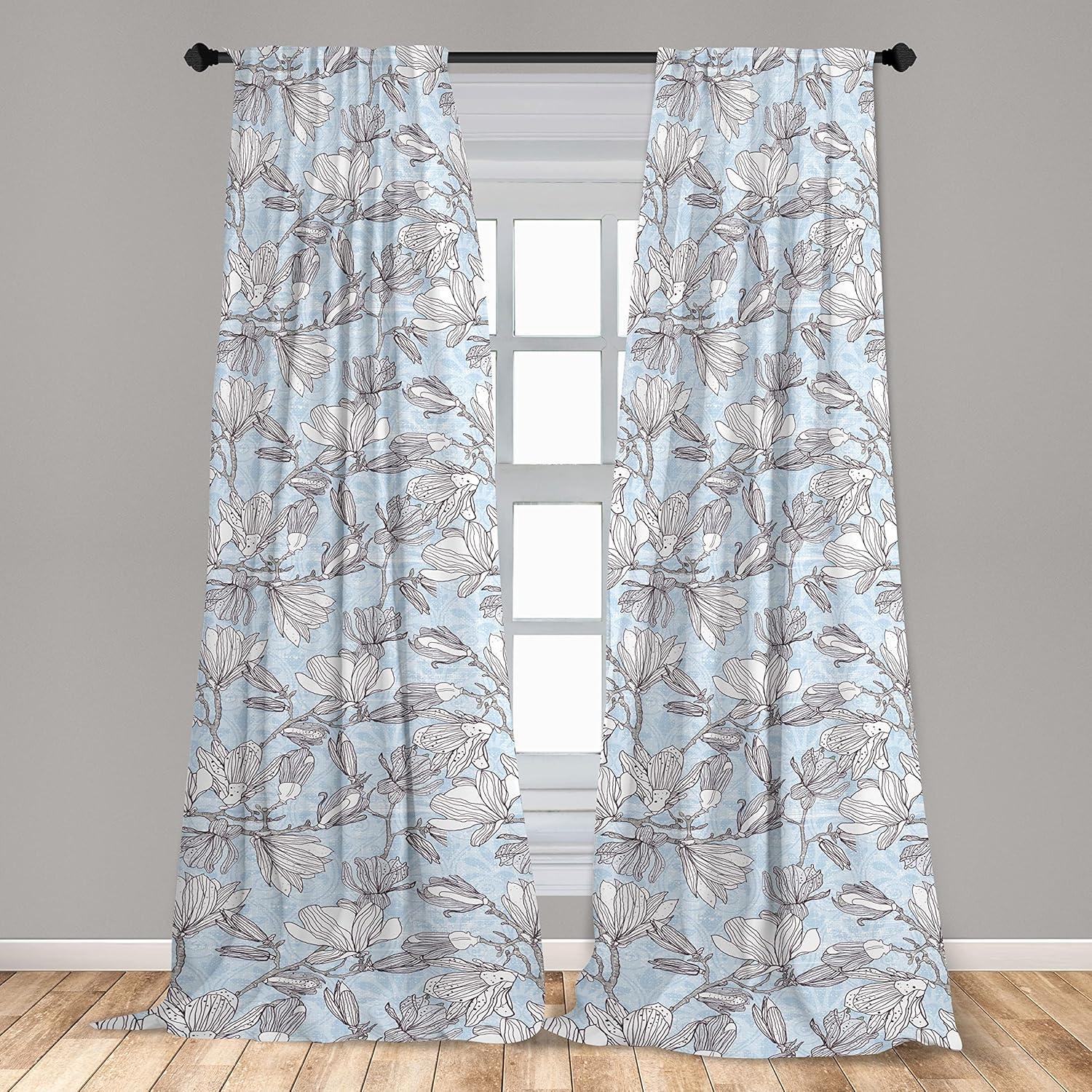 imageAmbesonne Garden Scene Curtains Soft Tones Flowers Boho Pattern Springtime Inspired Neutral Art Window Treatments 2 Panel Set for Living Room Bedroom Pair of 28 x 95 Lavender Blue Warm TaupeSoft Blue and Dark Purple
