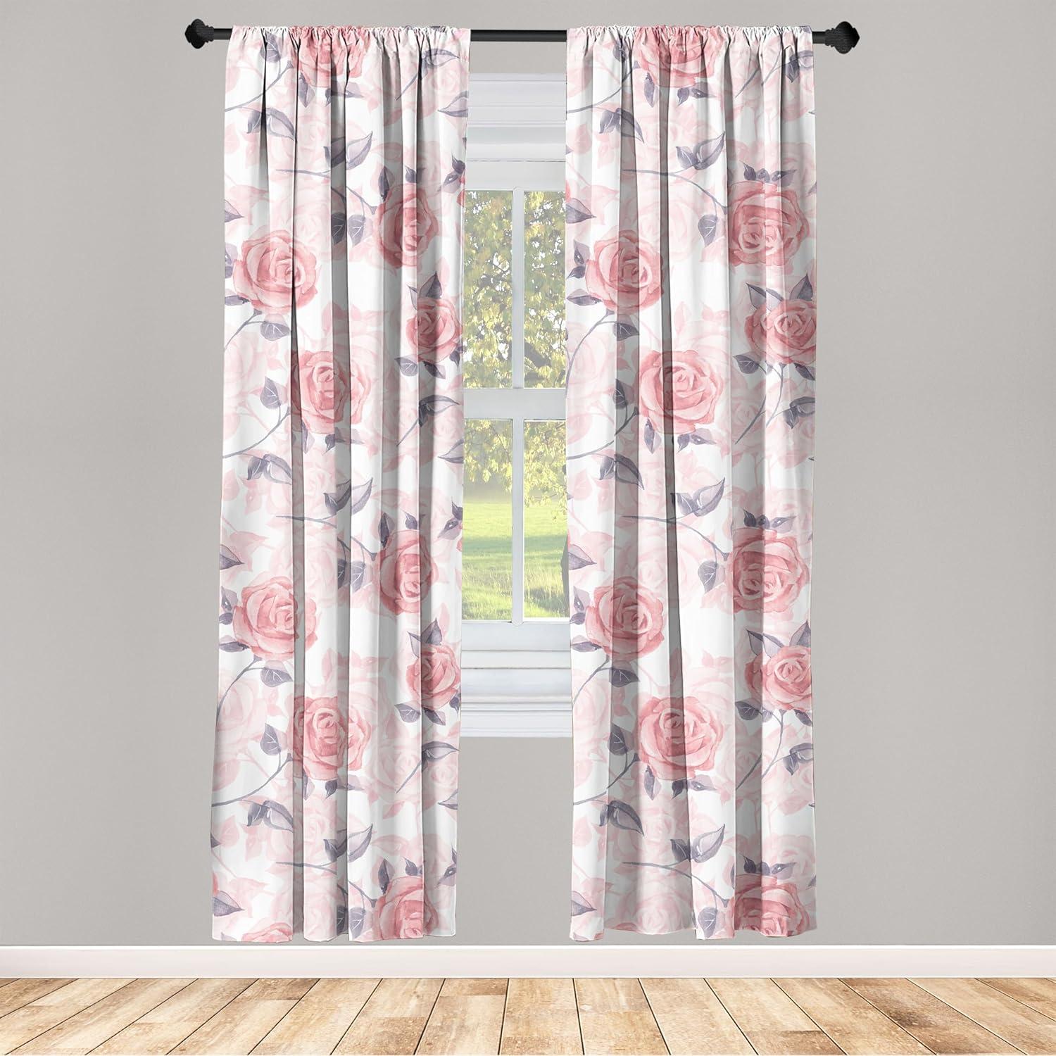 imageAmbesonne Garden Scene Curtains Soft Tones Flowers Boho Pattern Springtime Inspired Neutral Art Window Treatments 2 Panel Set for Living Room Bedroom Pair of 28 x 95 Lavender Blue Warm TaupeWhite Coral and Rose