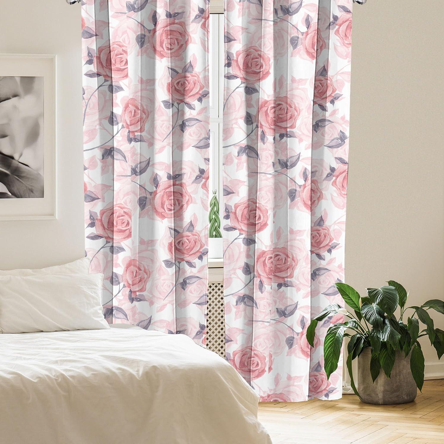 imageAmbesonne Garden Scene Curtains Soft Tones Flowers Boho Pattern Springtime Inspired Neutral Art Window Treatments 2 Panel Set for Living Room Bedroom Pair of 28 x 95 Lavender Blue Warm TaupeWhite Coral and Rose