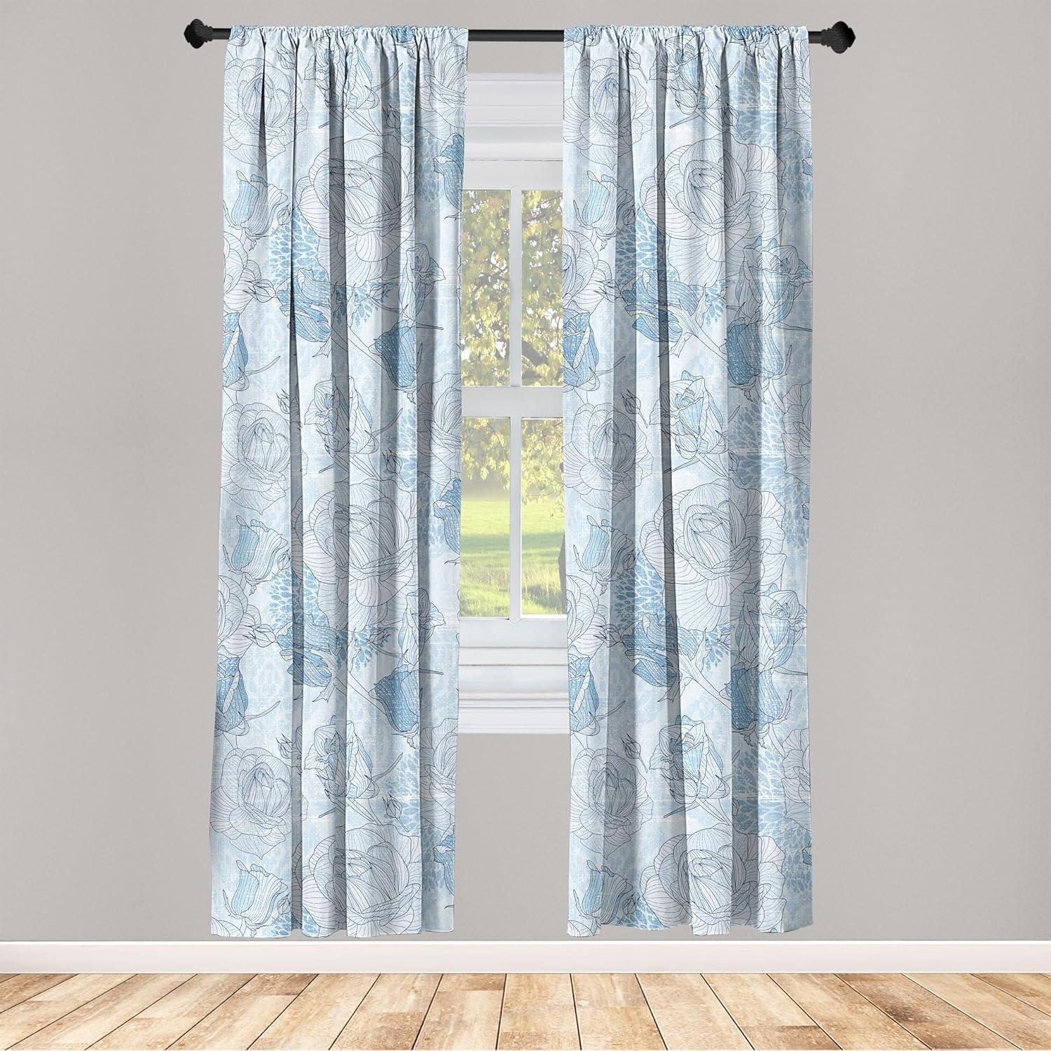 imageAmbesonne Garden Scene Curtains Soft Tones Flowers Boho Pattern Springtime Inspired Neutral Art Window Treatments 2 Panel Set for Living Room Bedroom Pair of 28 x 95 Lavender Blue Warm TaupeSea Blue Soft Blue