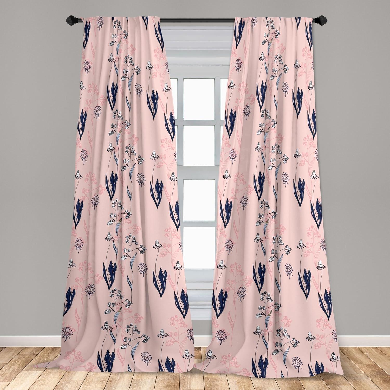 imageAmbesonne Garden Scene Curtains Soft Tones Flowers Boho Pattern Springtime Inspired Neutral Art Window Treatments 2 Panel Set for Living Room Bedroom Pair of 28 x 95 Lavender Blue Warm TaupeBlush Dark Indigo