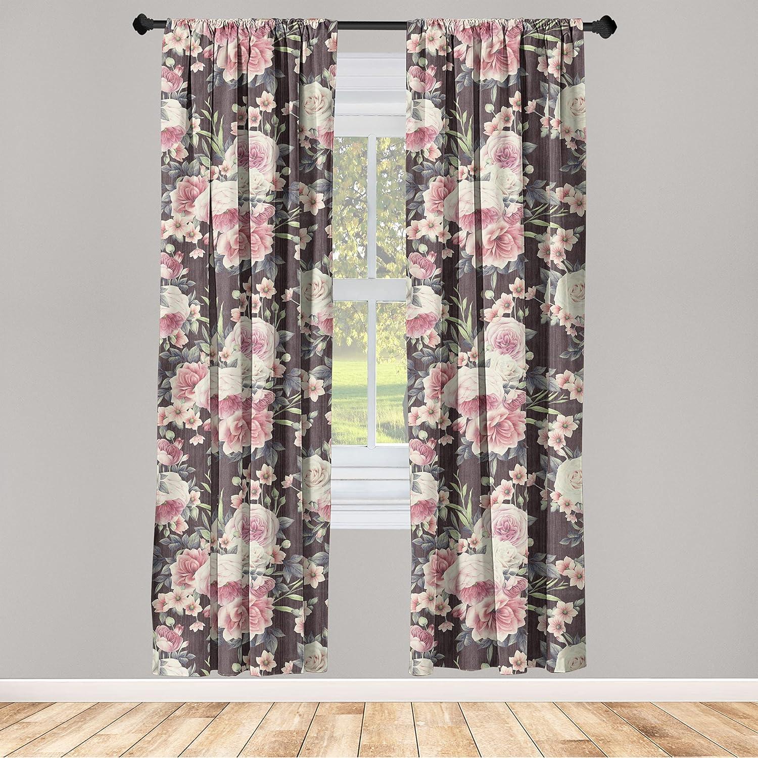 imageAmbesonne Garden Scene Curtains Soft Tones Flowers Boho Pattern Springtime Inspired Neutral Art Window Treatments 2 Panel Set for Living Room Bedroom Pair of 28 x 95 Lavender Blue Warm TaupePale Yellow Pastel Pink