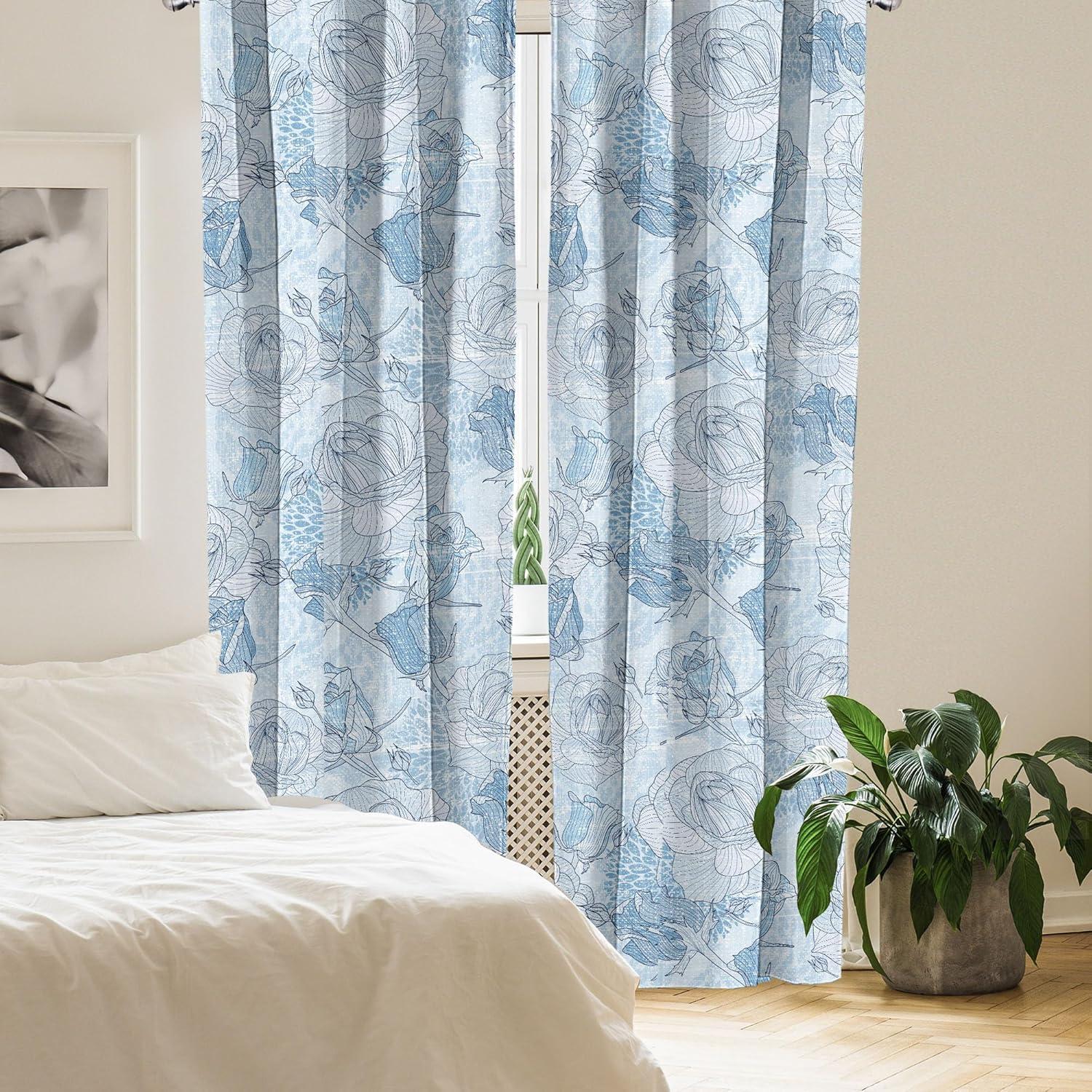 imageAmbesonne Garden Scene Curtains Soft Tones Flowers Boho Pattern Springtime Inspired Neutral Art Window Treatments 2 Panel Set for Living Room Bedroom Pair of 28 x 95 Lavender Blue Warm TaupeSea Blue Soft Blue