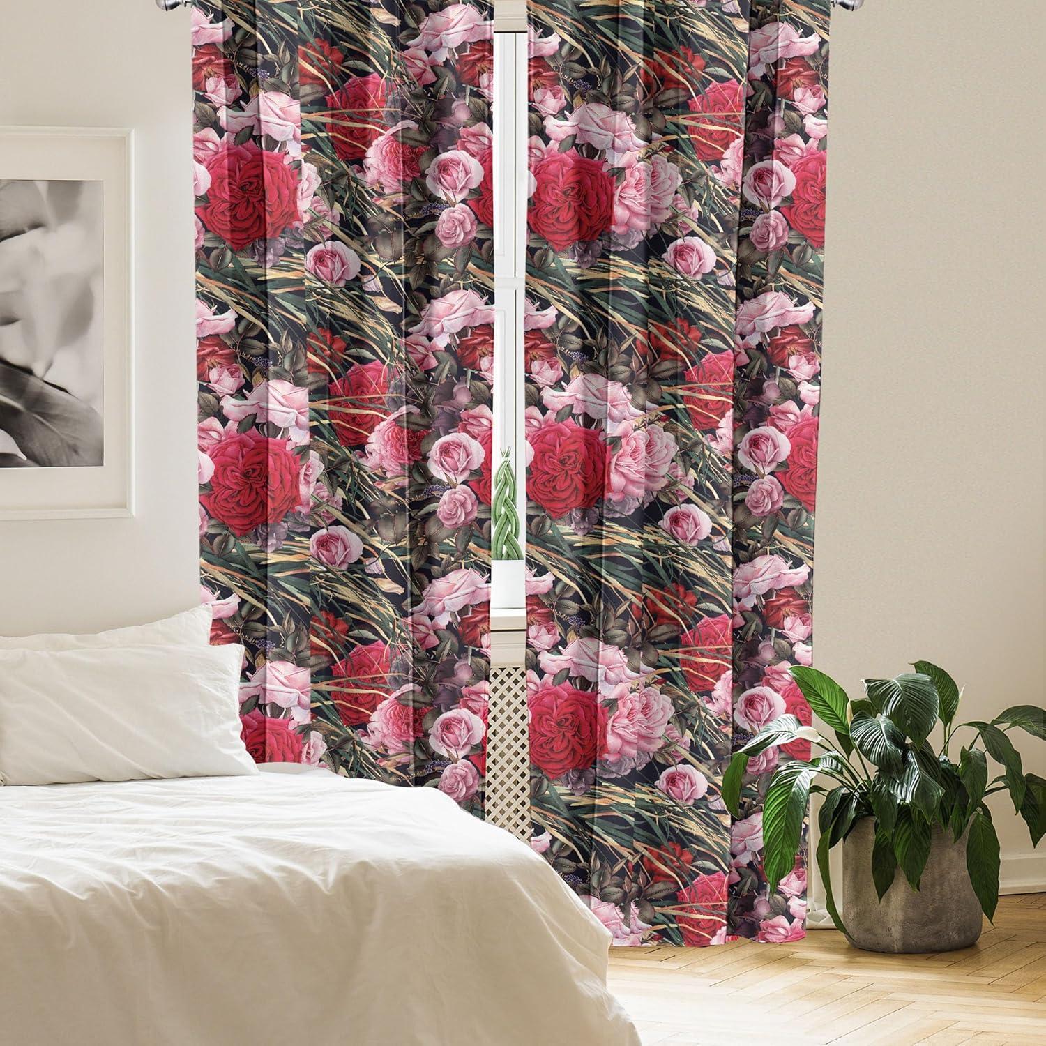 imageAmbesonne Garden Scene Curtains Soft Tones Flowers Boho Pattern Springtime Inspired Neutral Art Window Treatments 2 Panel Set for Living Room Bedroom Pair of 28 x 95 Lavender Blue Warm TaupePastel Pink and Dark Pink