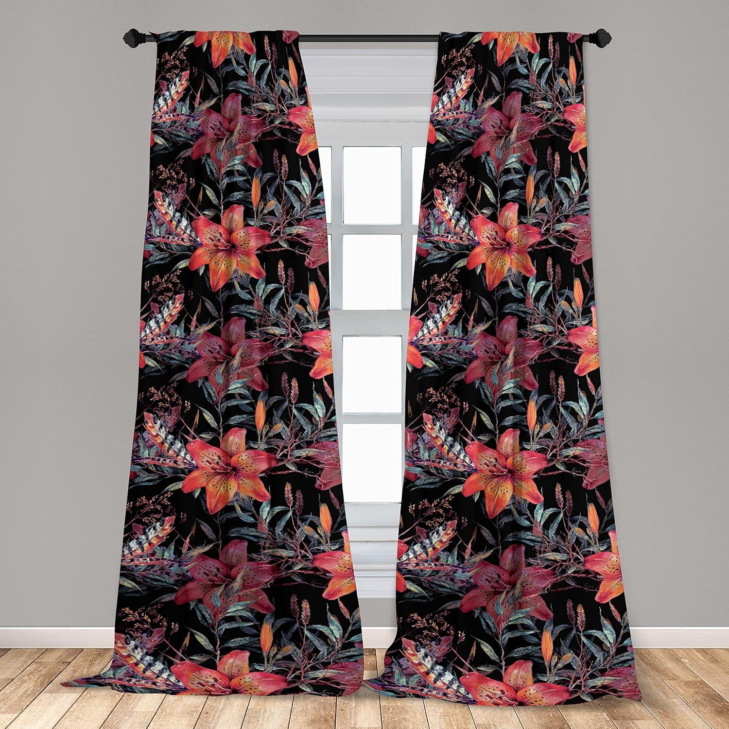 imageAmbesonne Garden Scene Curtains Soft Tones Flowers Boho Pattern Springtime Inspired Neutral Art Window Treatments 2 Panel Set for Living Room Bedroom Pair of 28 x 95 Lavender Blue Warm TaupeCharcoal Grey and Vermilion