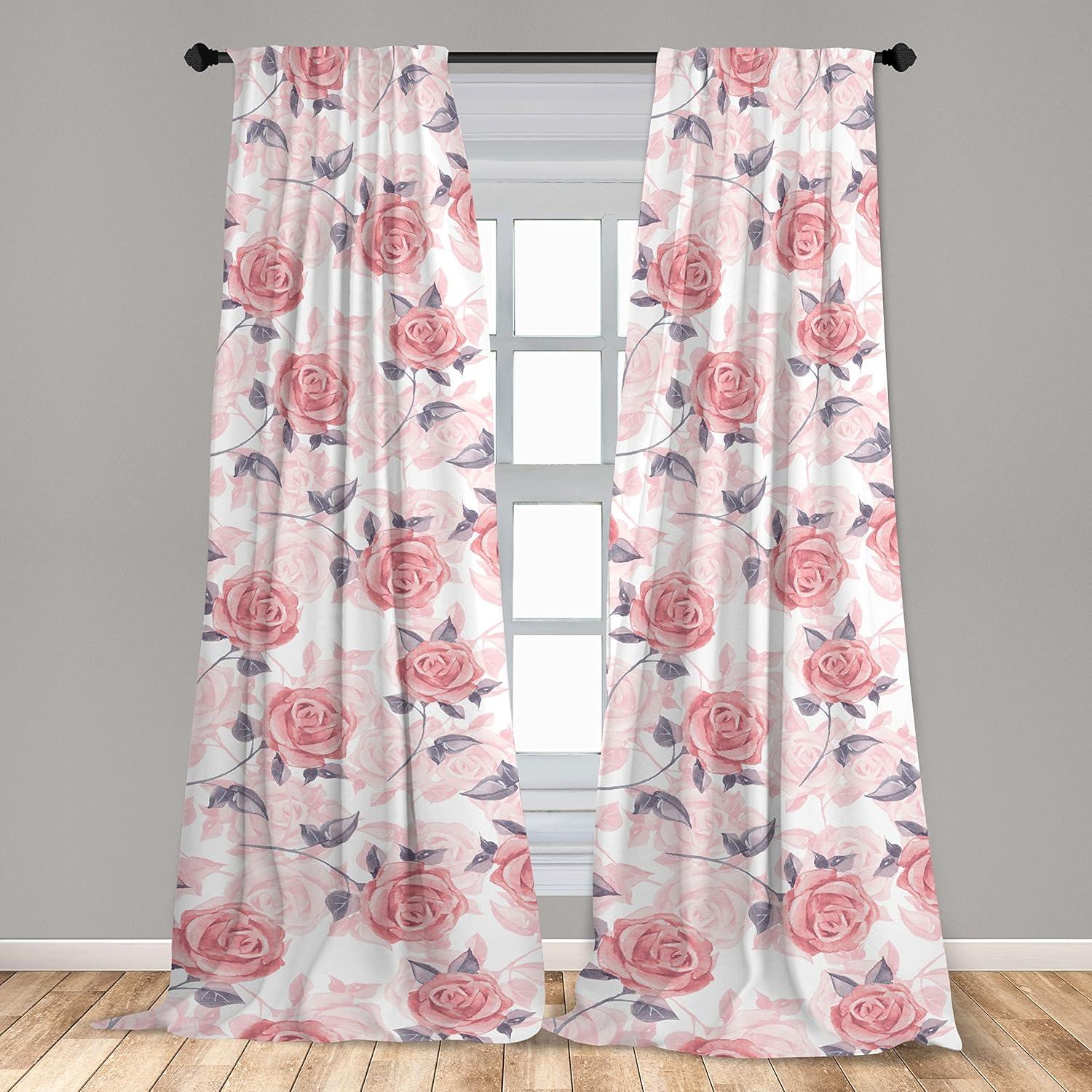imageAmbesonne Garden Scene Curtains Soft Tones Flowers Boho Pattern Springtime Inspired Neutral Art Window Treatments 2 Panel Set for Living Room Bedroom Pair of 28 x 95 Lavender Blue Warm TaupeWhite Coral and Rose