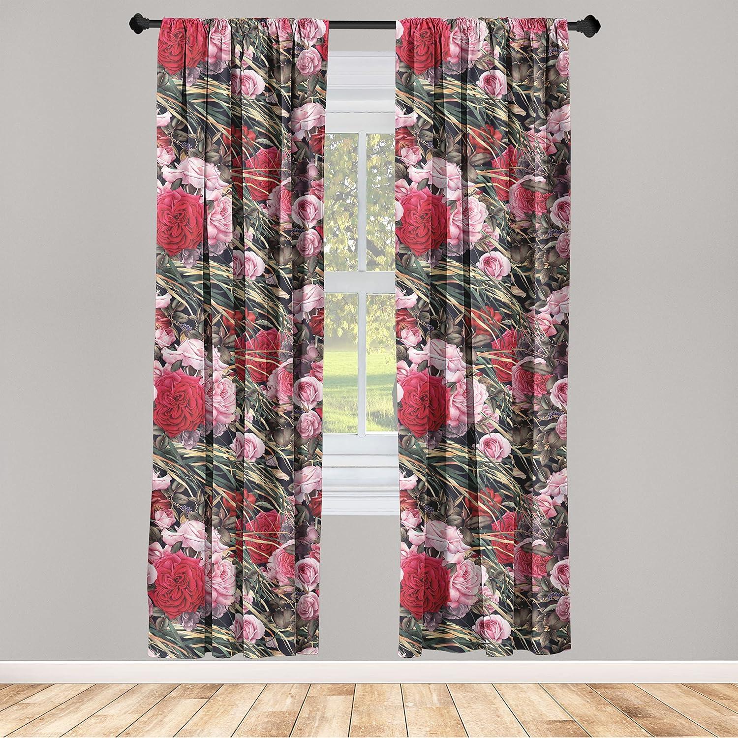 imageAmbesonne Garden Scene Curtains Soft Tones Flowers Boho Pattern Springtime Inspired Neutral Art Window Treatments 2 Panel Set for Living Room Bedroom Pair of 28 x 95 Lavender Blue Warm TaupePastel Pink and Dark Pink