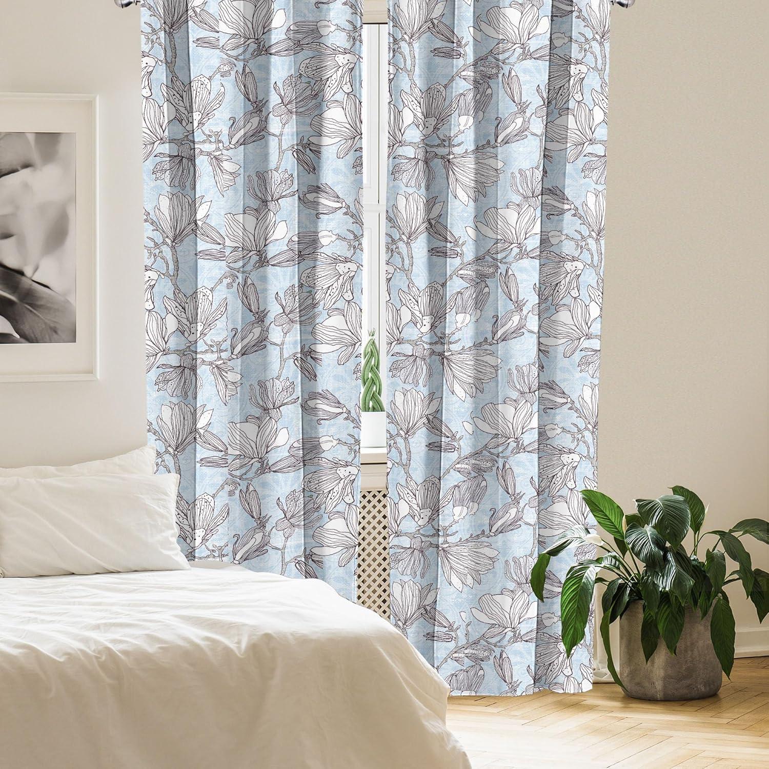 imageAmbesonne Garden Scene Curtains Soft Tones Flowers Boho Pattern Springtime Inspired Neutral Art Window Treatments 2 Panel Set for Living Room Bedroom Pair of 28 x 95 Lavender Blue Warm TaupeSoft Blue and Dark Purple