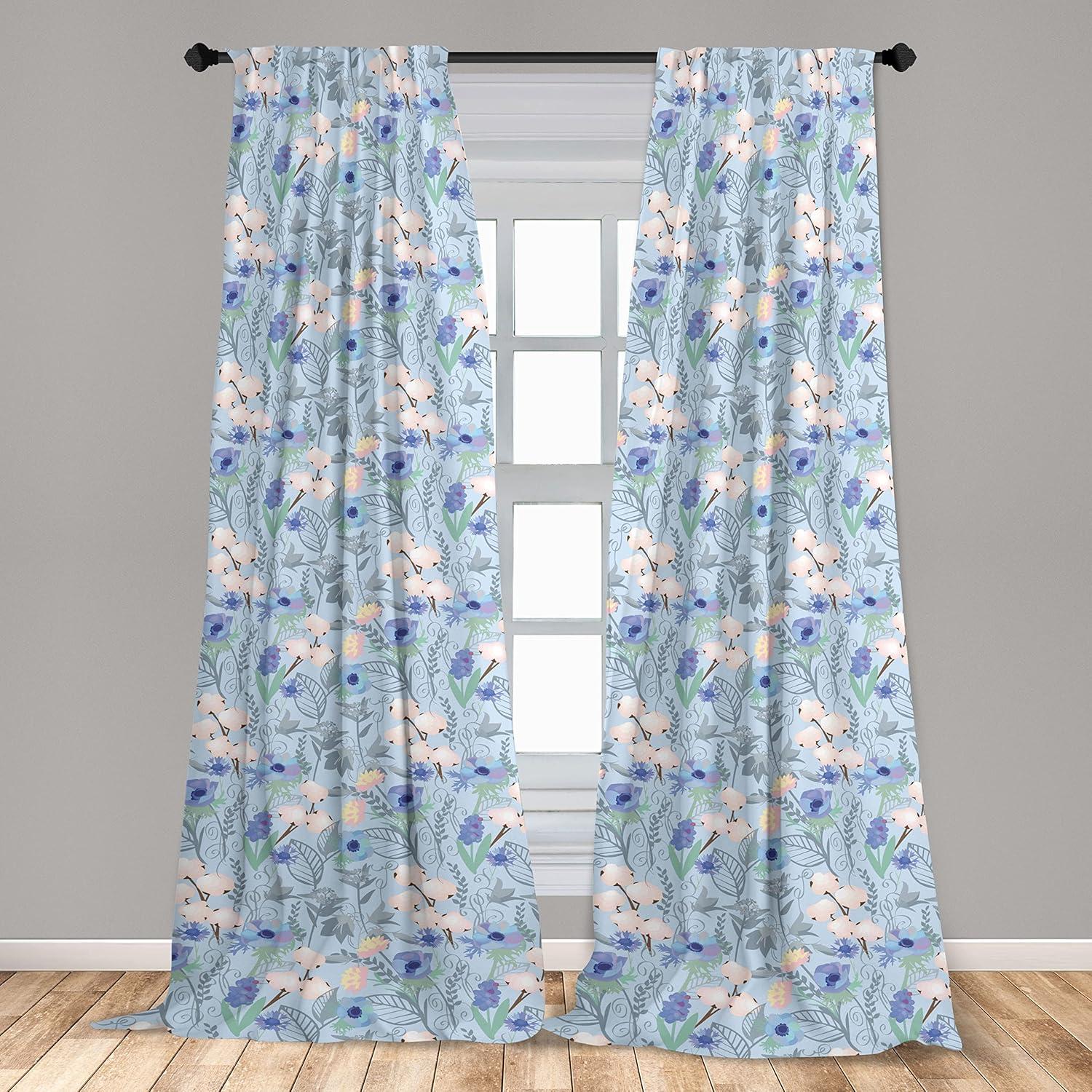imageAmbesonne Garden Scene Curtains Soft Tones Flowers Boho Pattern Springtime Inspired Neutral Art Window Treatments 2 Panel Set for Living Room Bedroom Pair of 28 x 95 Lavender Blue Warm TaupePale Blue Pale Peach