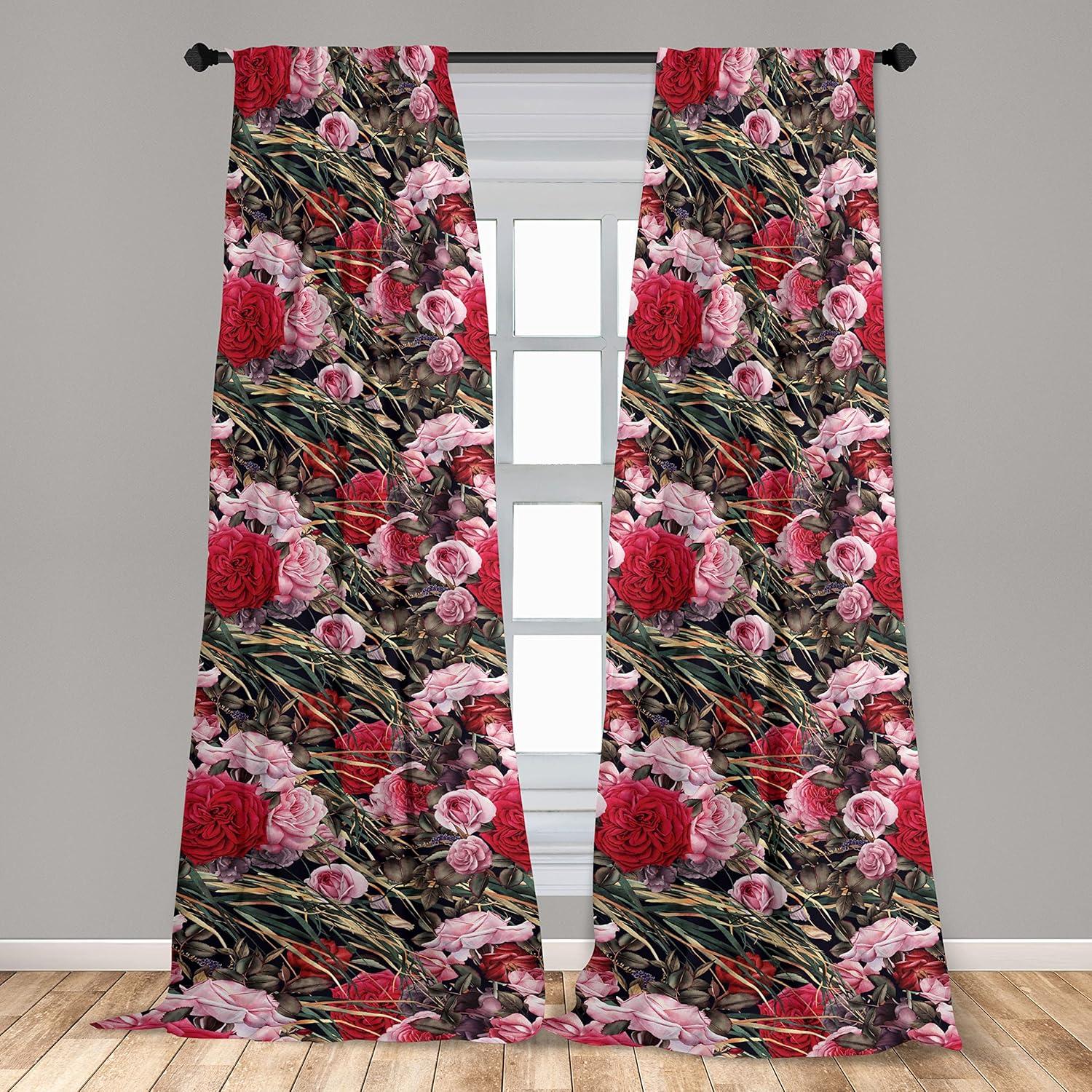 imageAmbesonne Garden Scene Curtains Soft Tones Flowers Boho Pattern Springtime Inspired Neutral Art Window Treatments 2 Panel Set for Living Room Bedroom Pair of 28 x 95 Lavender Blue Warm TaupePastel Pink and Dark Pink