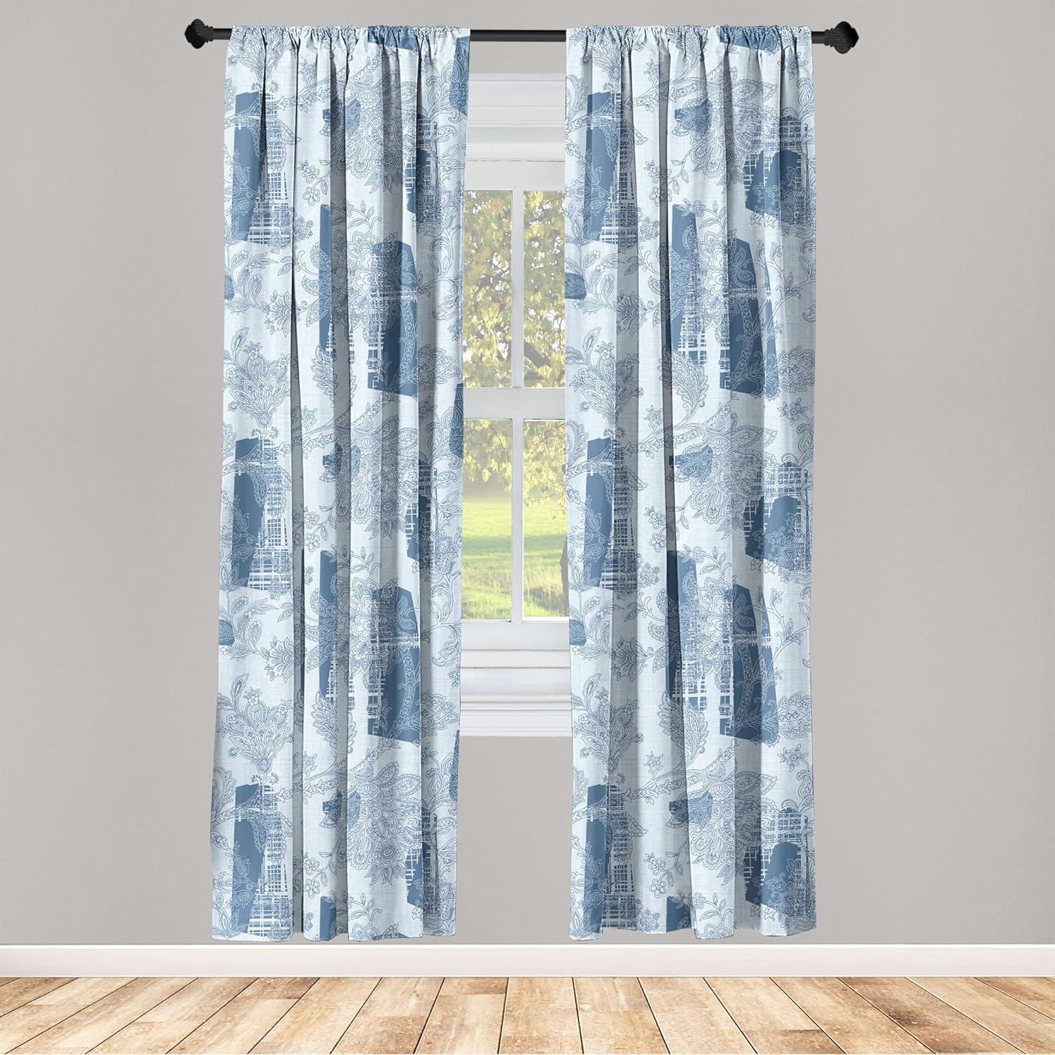 imageAmbesonne Garden Scene Curtains Soft Tones Flowers Boho Pattern Springtime Inspired Neutral Art Window Treatments 2 Panel Set for Living Room Bedroom Pair of 28 x 95 Lavender Blue Warm TaupePale Blue and Dark Sky Blue