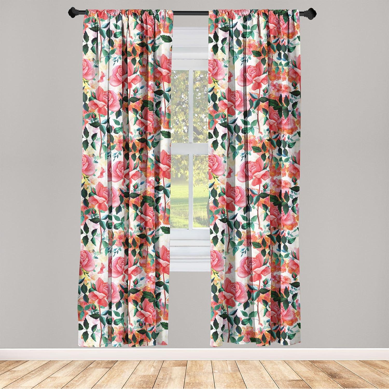 imageAmbesonne Garden Scene Curtains Soft Tones Flowers Boho Pattern Springtime Inspired Neutral Art Window Treatments 2 Panel Set for Living Room Bedroom Pair of 28 x 95 Lavender Blue Warm TaupePastel Pink Hunter Green