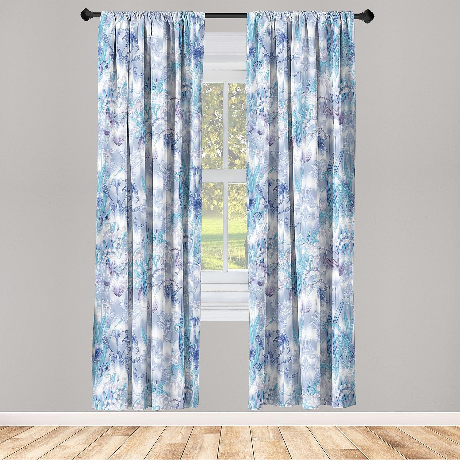 imageAmbesonne Garden Scene Curtains Soft Tones Flowers Boho Pattern Springtime Inspired Neutral Art Window Treatments 2 Panel Set for Living Room Bedroom Pair of 28 x 95 Lavender Blue Warm TaupeDark Seafoam White Lilac