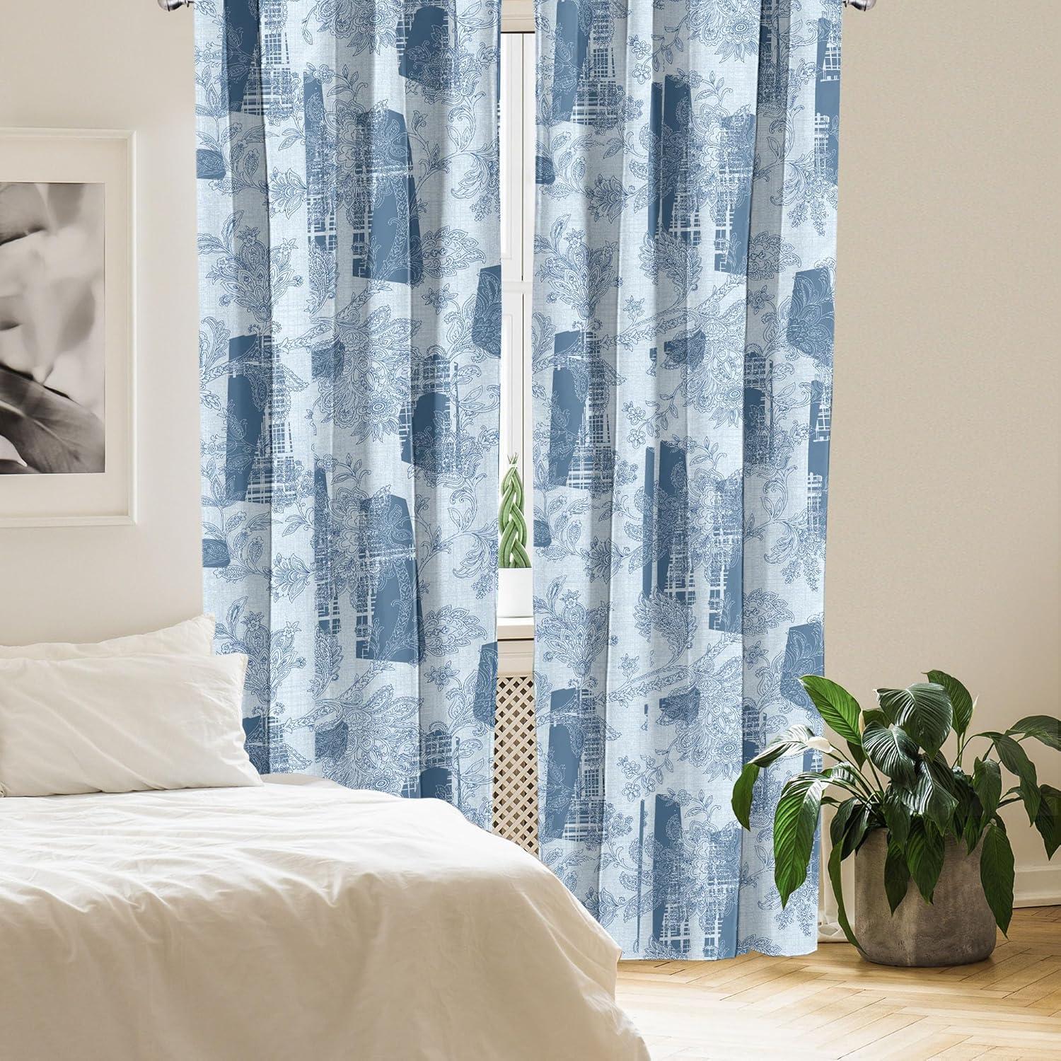 imageAmbesonne Garden Scene Curtains Soft Tones Flowers Boho Pattern Springtime Inspired Neutral Art Window Treatments 2 Panel Set for Living Room Bedroom Pair of 28 x 95 Lavender Blue Warm TaupePale Blue and Dark Sky Blue