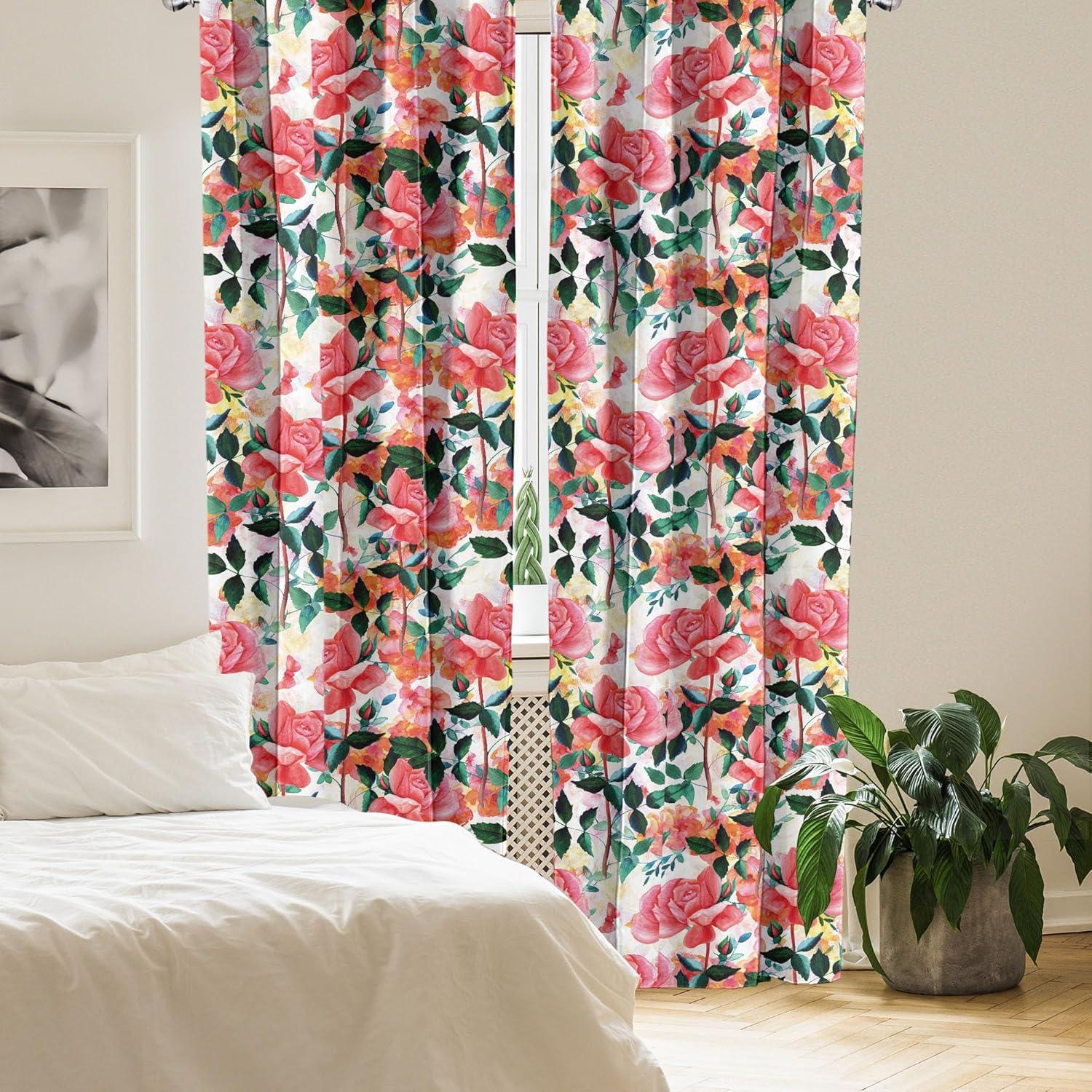 imageAmbesonne Garden Scene Curtains Soft Tones Flowers Boho Pattern Springtime Inspired Neutral Art Window Treatments 2 Panel Set for Living Room Bedroom Pair of 28 x 95 Lavender Blue Warm TaupePastel Pink Hunter Green