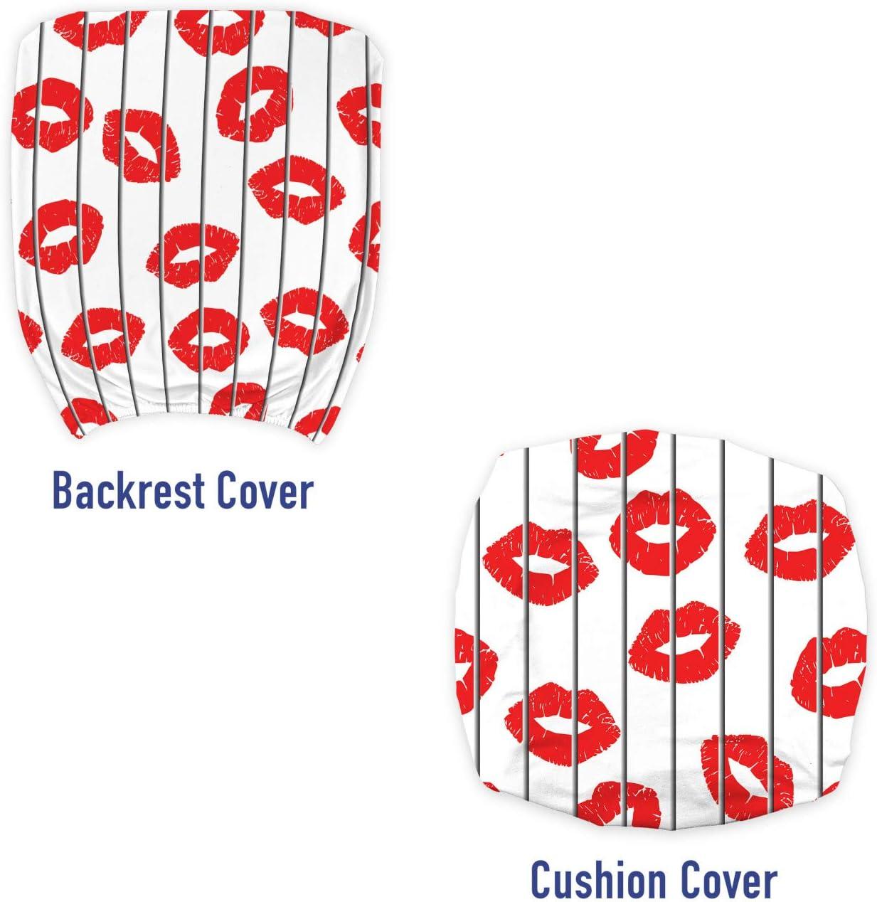 imageAmbesonne Glamour Office Chair Cover Woman Lips Behind The Bars Female Love Romance Valentines Day Print Stretchable Decorative Universal Size High Back Printed Slipcover Scarlet White and GreyScarlet White and Grey