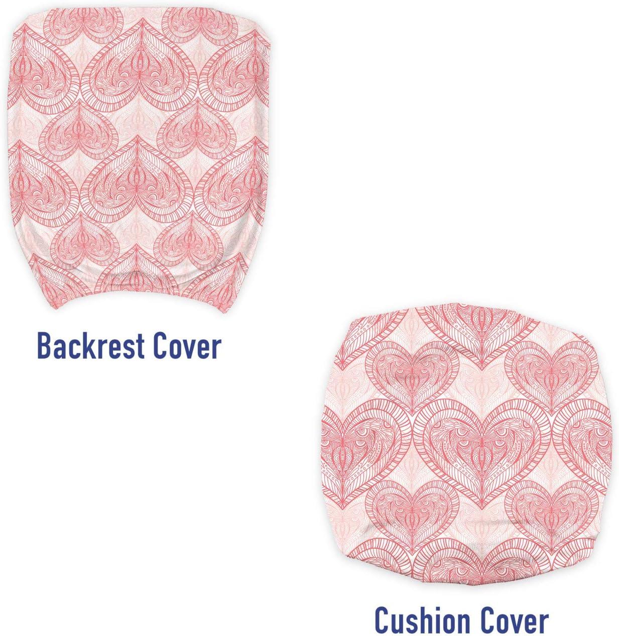 imageAmbesonne Heart Office Chair Slipcover Love Themed Pastel Zentangle Ornament Valentines Day Romance Repetition Protective Stretch Decorative Fabric Cover Pastel Pink and White