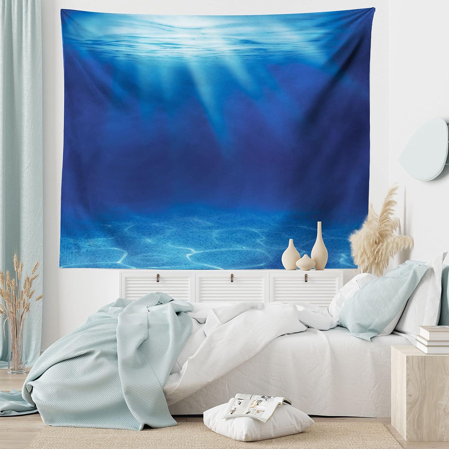 imageAmbesonne Mint Tapestry Blurry Abstract Background Shady Pastel Toned Modern Watercolor Murky Image Wall Hanging for Bedroom Living Room Dorm Decor 60 X 80 Mint GreenNavy Blue