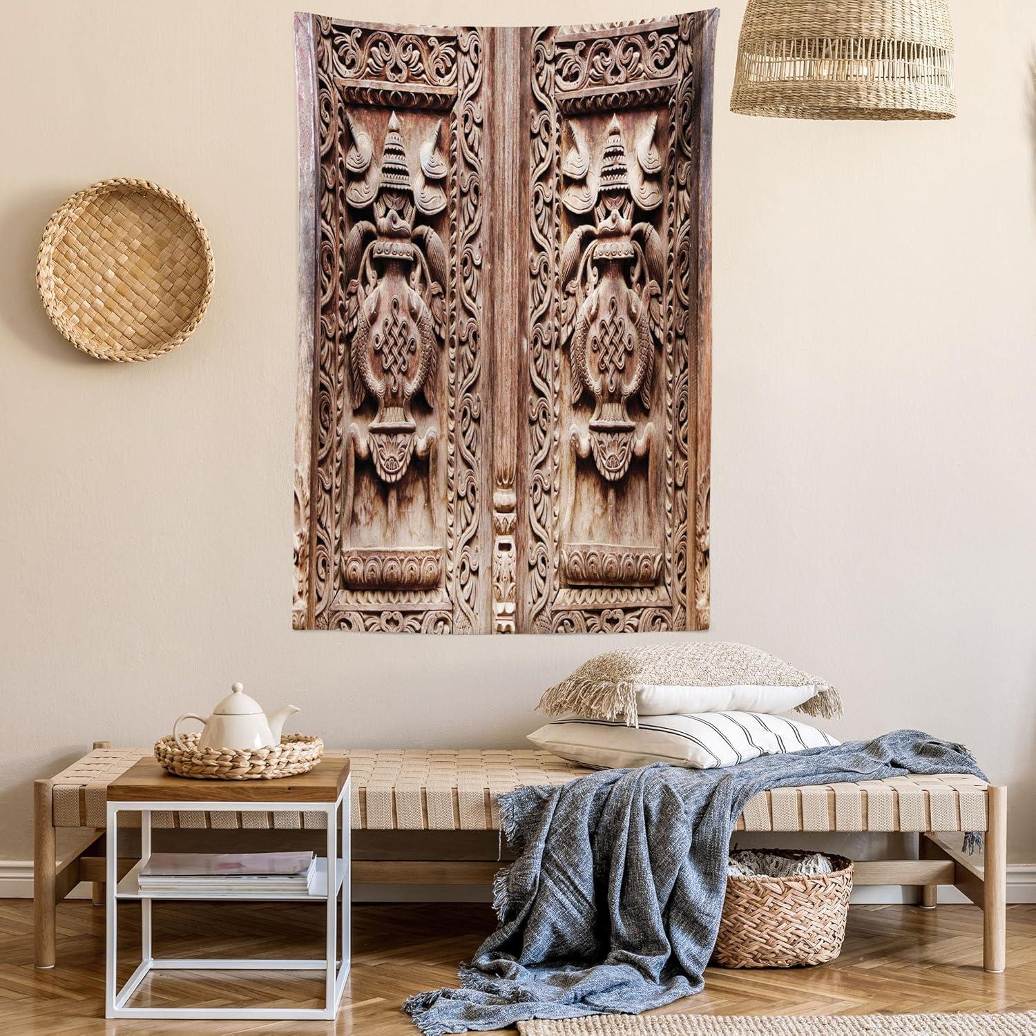 imageAmbesonne Mint Tapestry Blurry Abstract Background Shady Pastel Toned Modern Watercolor Murky Image Wall Hanging for Bedroom Living Room Dorm Decor 60 X 80 Mint GreenBrown