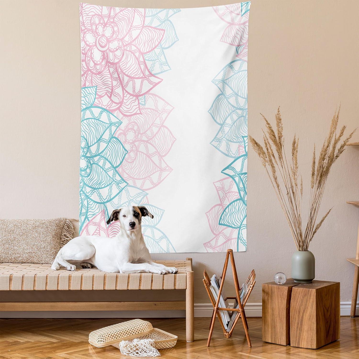imageAmbesonne Mint Tapestry Blurry Abstract Background Shady Pastel Toned Modern Watercolor Murky Image Wall Hanging for Bedroom Living Room Dorm Decor 60 X 80 Mint GreenPink Sky