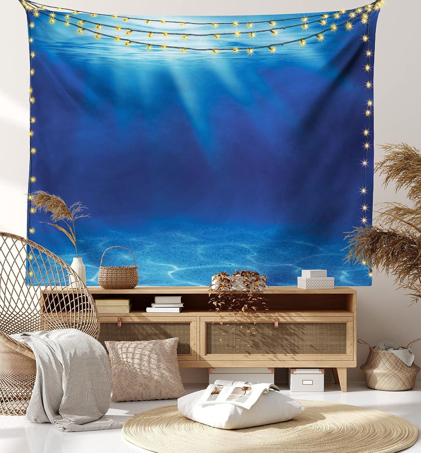 imageAmbesonne Mint Tapestry Blurry Abstract Background Shady Pastel Toned Modern Watercolor Murky Image Wall Hanging for Bedroom Living Room Dorm Decor 60 X 80 Mint GreenNavy Blue