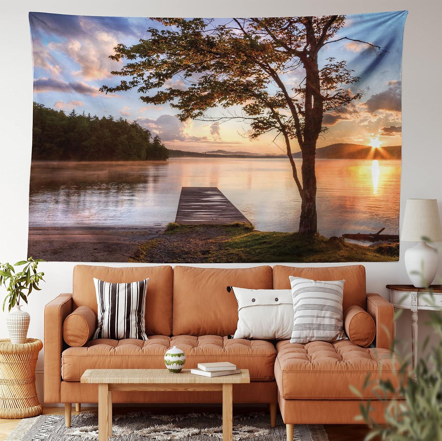 imageAmbesonne Mint Tapestry Blurry Abstract Background Shady Pastel Toned Modern Watercolor Murky Image Wall Hanging for Bedroom Living Room Dorm Decor 60 X 80 Mint GreenBrown Peach