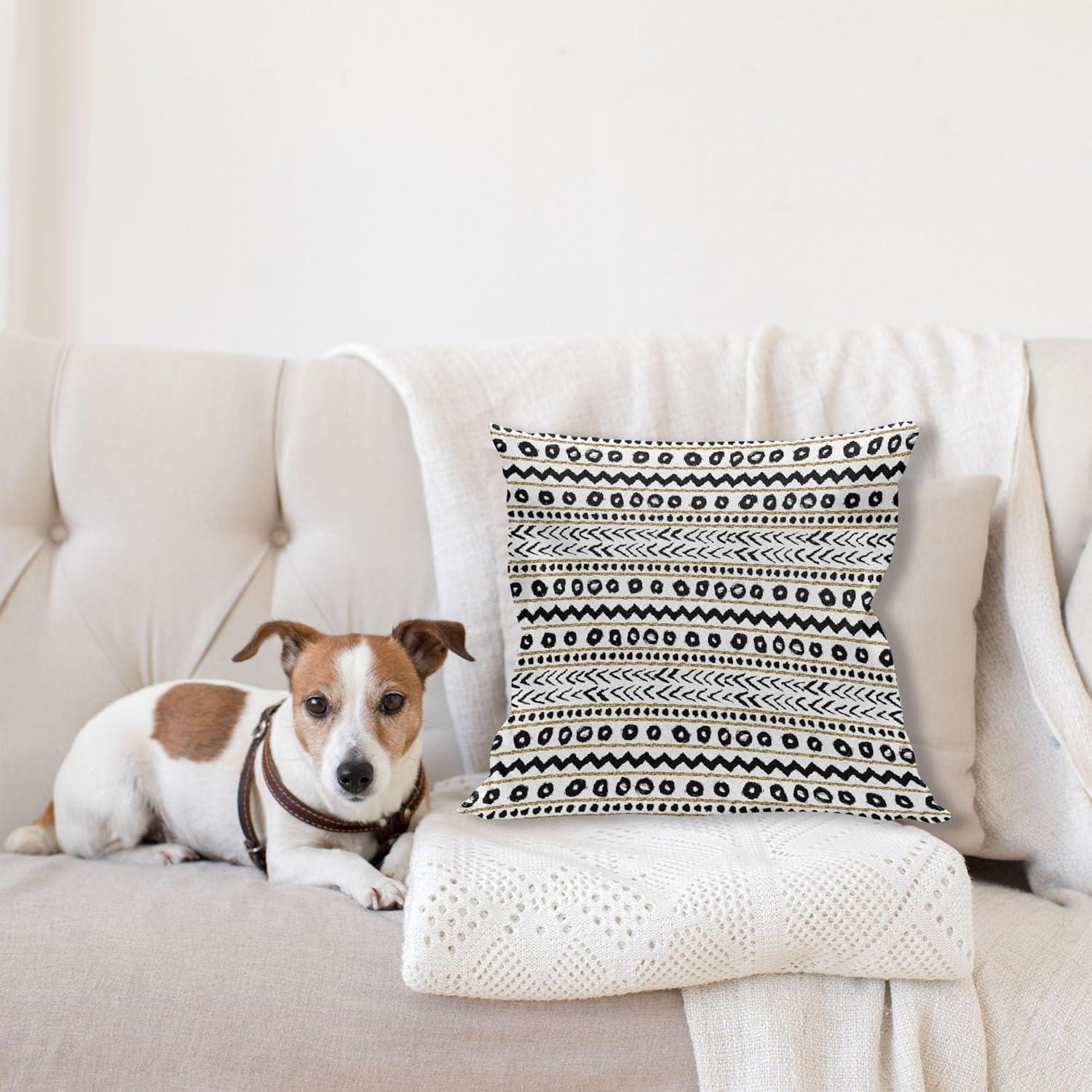 imageAmbesonne Modern Throw Pillow Cushion Cover Geometric Triangle Shapes Zig Zag Triggering Lines Minimalist Pattern Print Decorative Square Accent Pillow Case 18 X 18 Black and WhiteYellow Black