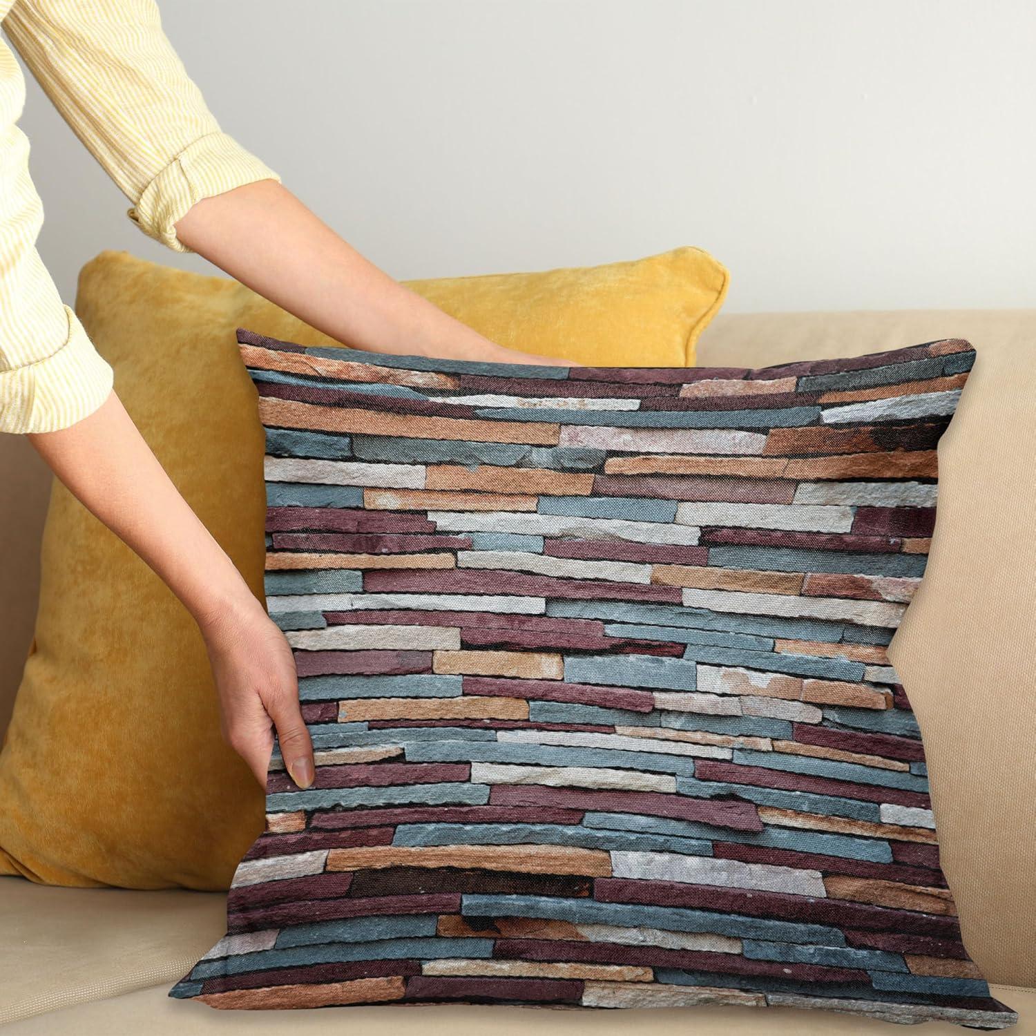 imageAmbesonne Modern Throw Pillow Cushion Cover Geometric Triangle Shapes Zig Zag Triggering Lines Minimalist Pattern Print Decorative Square Accent Pillow Case 18 X 18 Black and WhiteMauve Teal Ivory