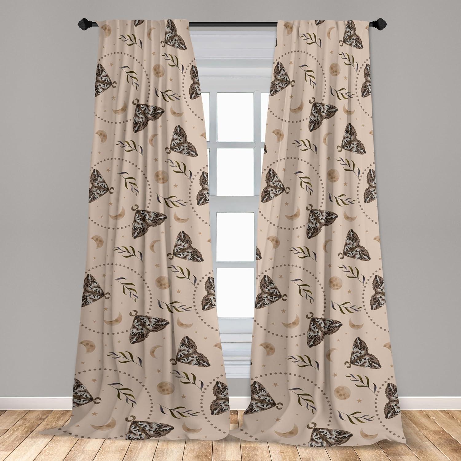 imageAmbesonne Nature Themed Curtains Modern Pattern of Tropical Atmosphere Neutral Leaves and Bumblebee Window Treatments 2 Panel Set for Living Room Bedroom Pair of 28 x 84 Purpleblue Sand BrownPale Mustard Chocolate