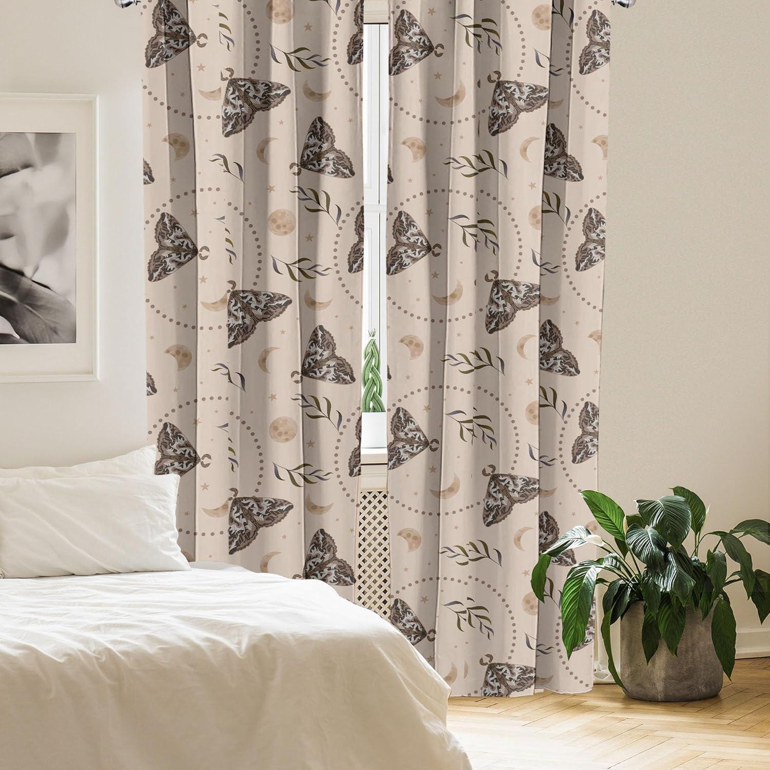 imageAmbesonne Nature Themed Curtains Modern Pattern of Tropical Atmosphere Neutral Leaves and Bumblebee Window Treatments 2 Panel Set for Living Room Bedroom Pair of 28 x 84 Purpleblue Sand BrownPale Mustard Chocolate