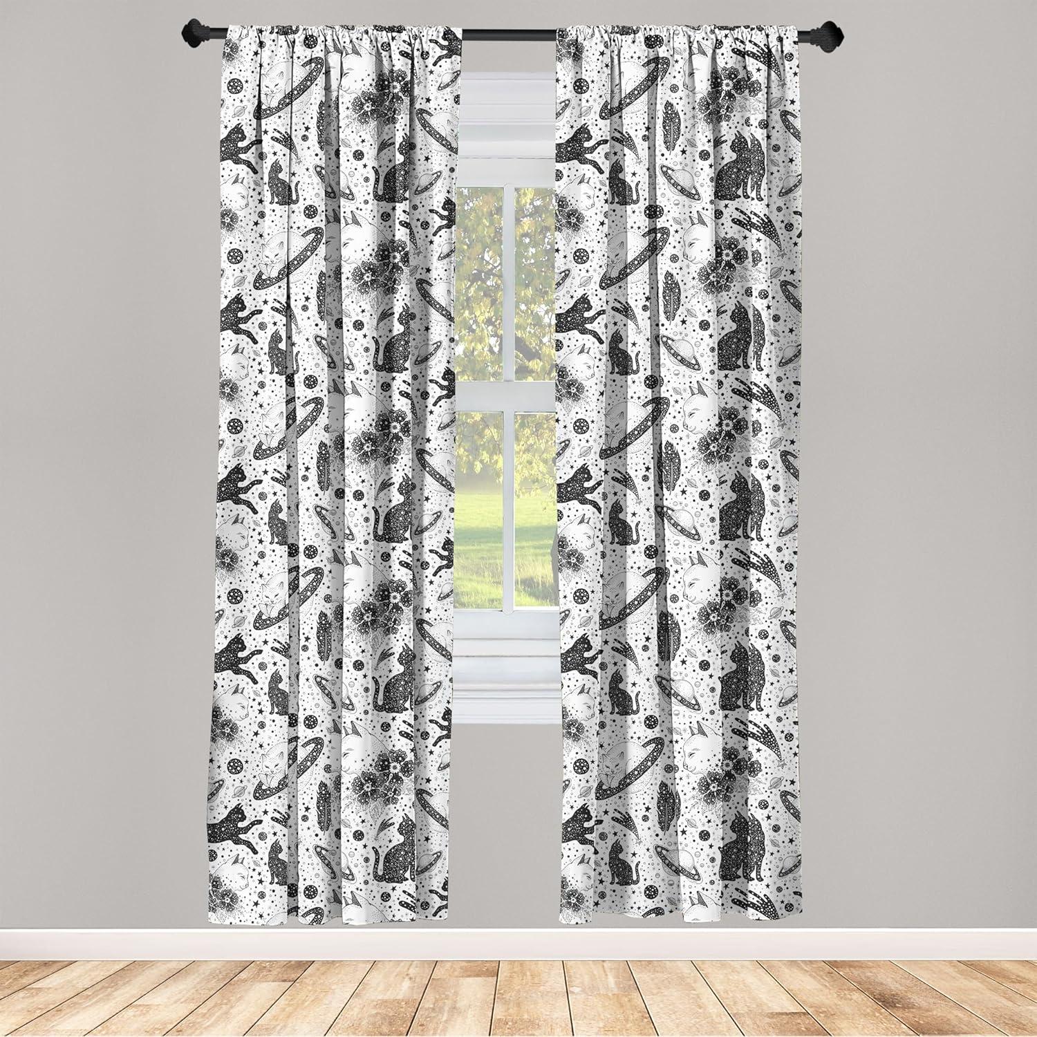 imageAmbesonne Nature Themed Curtains Modern Pattern of Tropical Atmosphere Neutral Leaves and Bumblebee Window Treatments 2 Panel Set for Living Room Bedroom Pair of 28 x 84 Purpleblue Sand BrownOff White Dark Grey