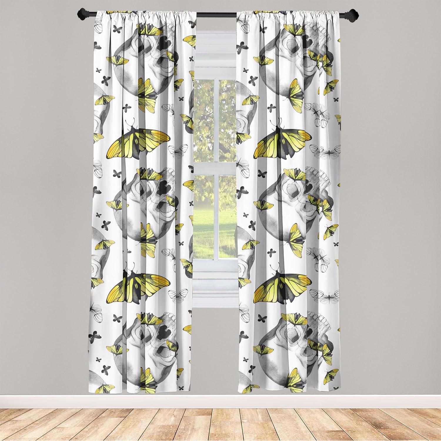 imageAmbesonne Nature Themed Curtains Modern Pattern of Tropical Atmosphere Neutral Leaves and Bumblebee Window Treatments 2 Panel Set for Living Room Bedroom Pair of 28 x 84 Purpleblue Sand BrownOff White Pale Green
