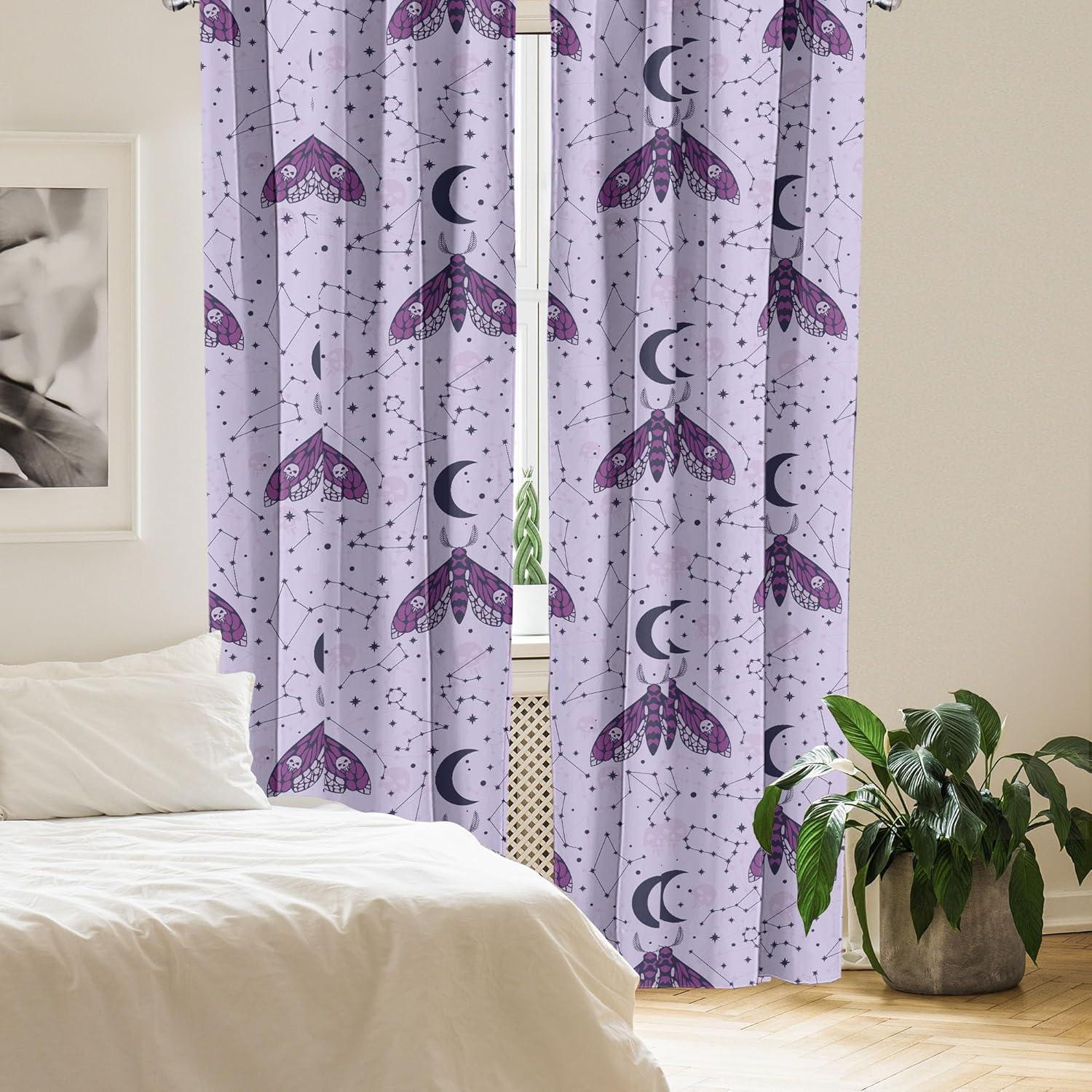 imageAmbesonne Nature Themed Curtains Modern Pattern of Tropical Atmosphere Neutral Leaves and Bumblebee Window Treatments 2 Panel Set for Living Room Bedroom Pair of 28 x 84 Purpleblue Sand BrownPale Lilac Purple Indigo