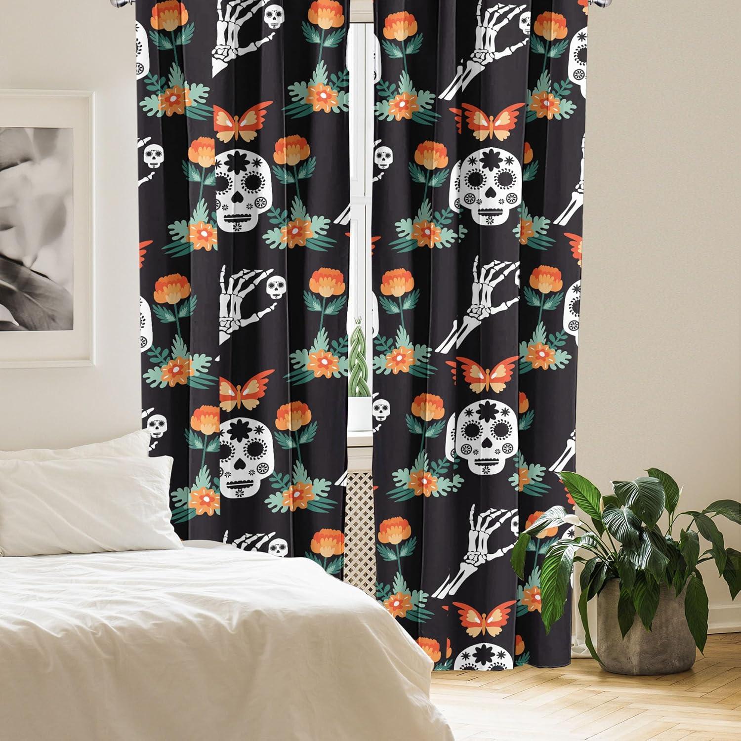 imageAmbesonne Nature Themed Curtains Modern Pattern of Tropical Atmosphere Neutral Leaves and Bumblebee Window Treatments 2 Panel Set for Living Room Bedroom Pair of 28 x 84 Purpleblue Sand BrownDark Brown White Orange
