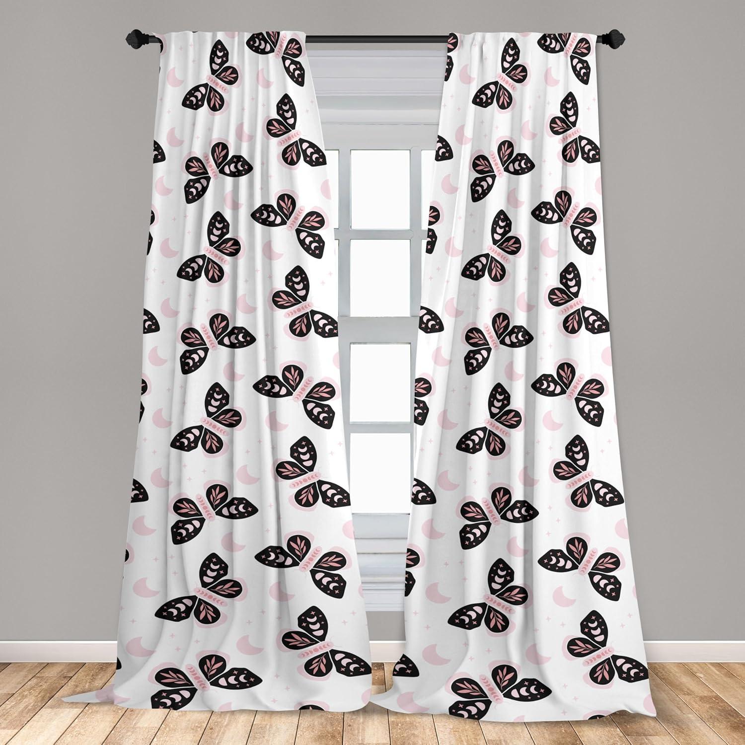 imageAmbesonne Nature Themed Curtains Modern Pattern of Tropical Atmosphere Neutral Leaves and Bumblebee Window Treatments 2 Panel Set for Living Room Bedroom Pair of 28 x 84 Purpleblue Sand BrownRose Dark Grey