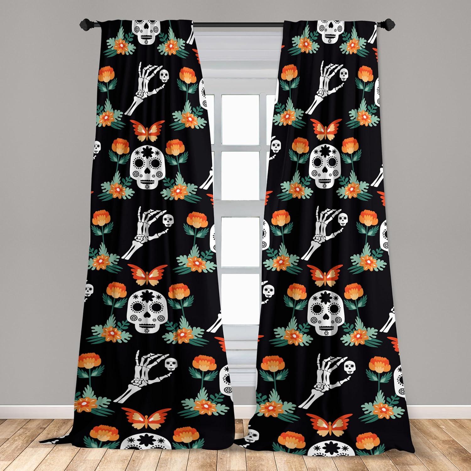 imageAmbesonne Nature Themed Curtains Modern Pattern of Tropical Atmosphere Neutral Leaves and Bumblebee Window Treatments 2 Panel Set for Living Room Bedroom Pair of 28 x 84 Purpleblue Sand BrownDark Brown White Orange