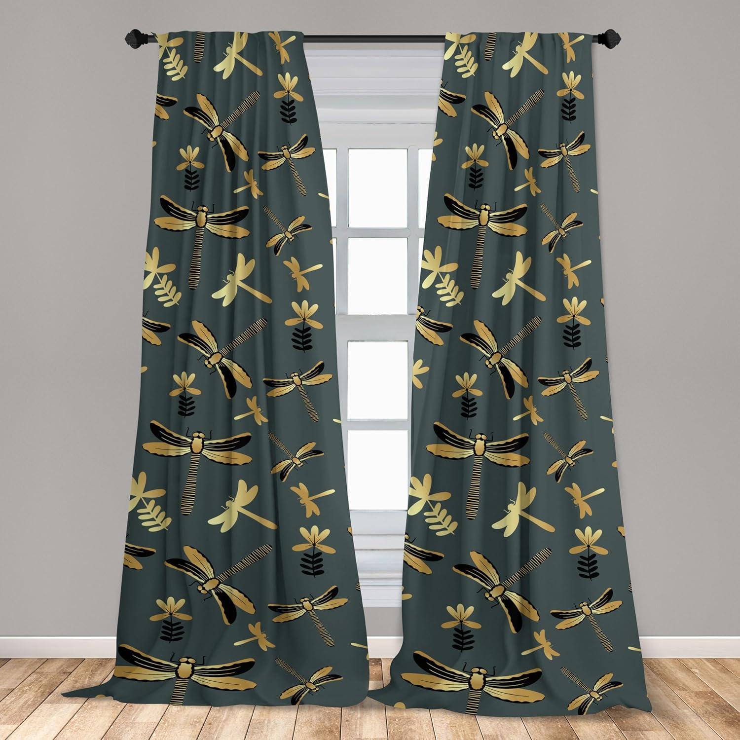 imageAmbesonne Nature Themed Curtains Modern Pattern of Tropical Atmosphere Neutral Leaves and Bumblebee Window Treatments 2 Panel Set for Living Room Bedroom Pair of 28 x 84 Purpleblue Sand BrownGrey Teal Sand Brown