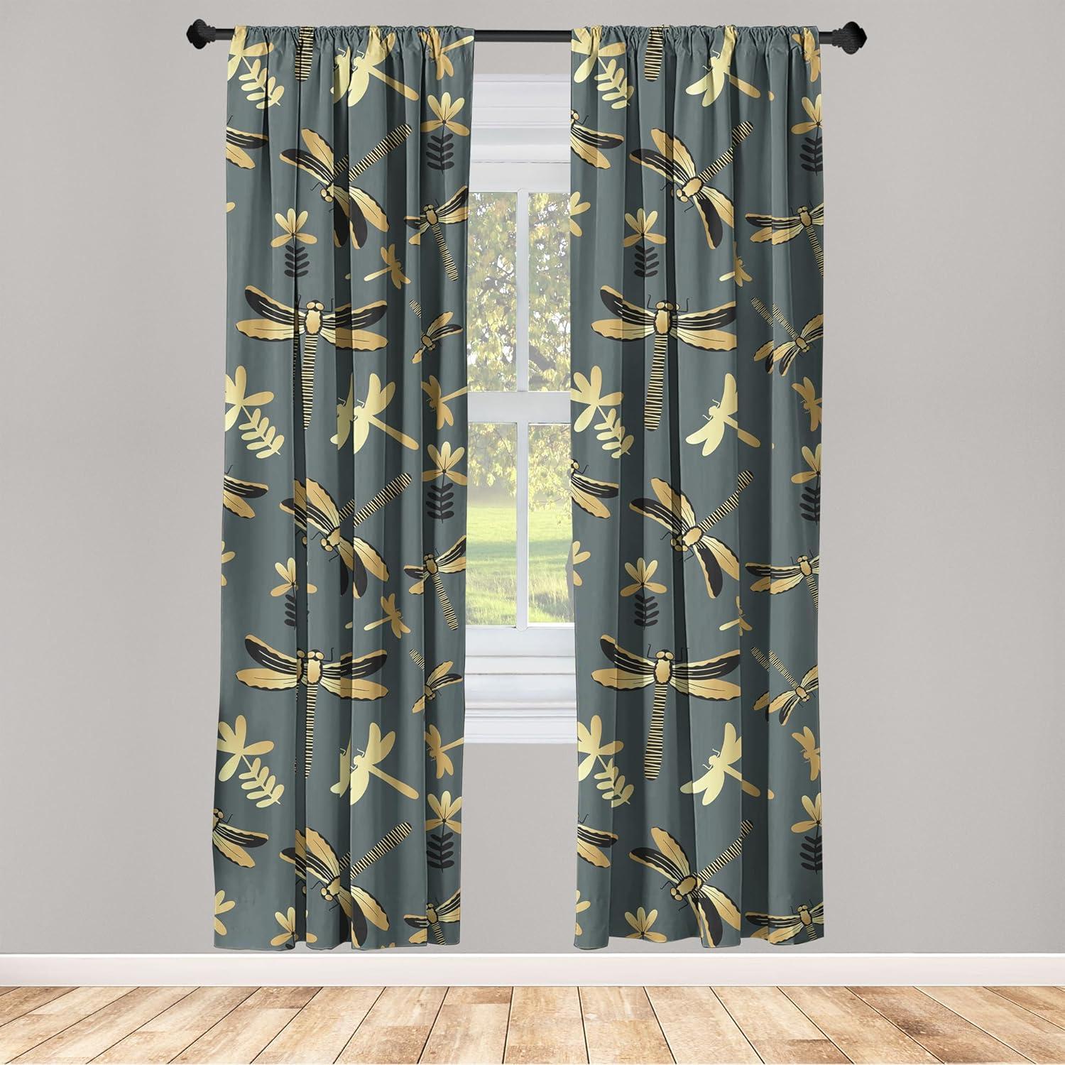 imageAmbesonne Nature Themed Curtains Modern Pattern of Tropical Atmosphere Neutral Leaves and Bumblebee Window Treatments 2 Panel Set for Living Room Bedroom Pair of 28 x 84 Purpleblue Sand BrownGrey Teal Sand Brown