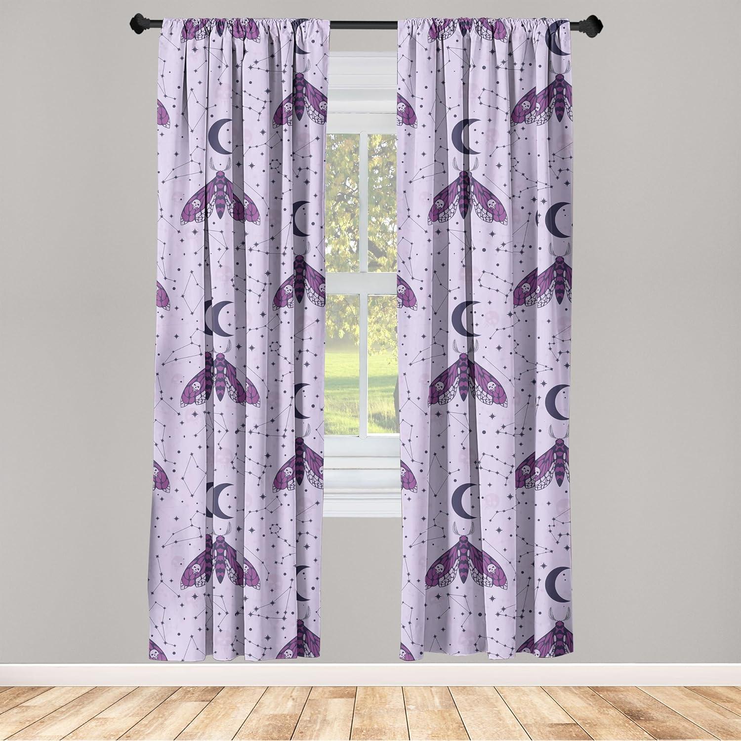 imageAmbesonne Nature Themed Curtains Modern Pattern of Tropical Atmosphere Neutral Leaves and Bumblebee Window Treatments 2 Panel Set for Living Room Bedroom Pair of 28 x 84 Purpleblue Sand BrownPale Lilac Purple Indigo