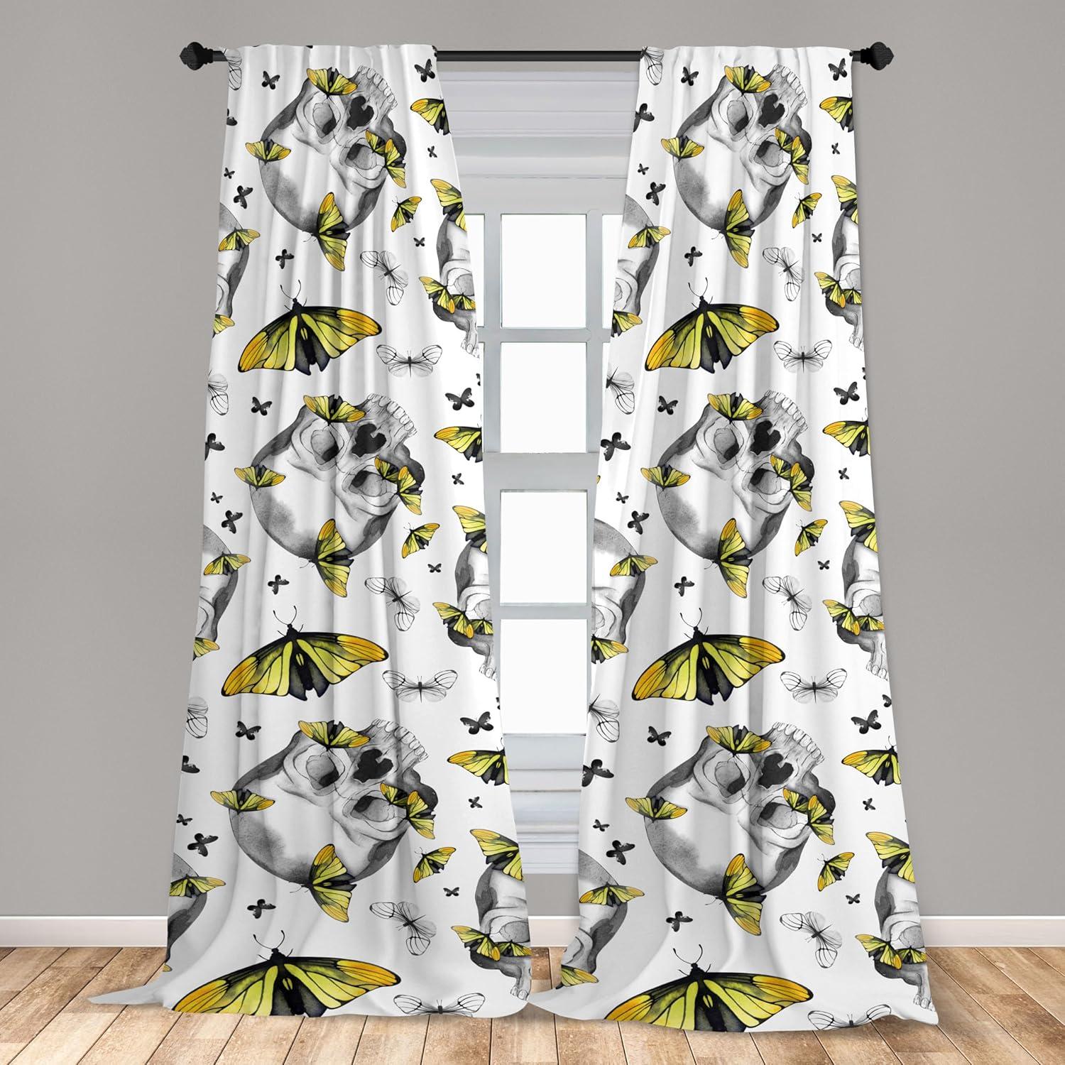imageAmbesonne Nature Themed Curtains Modern Pattern of Tropical Atmosphere Neutral Leaves and Bumblebee Window Treatments 2 Panel Set for Living Room Bedroom Pair of 28 x 84 Purpleblue Sand BrownOff White Pale Green