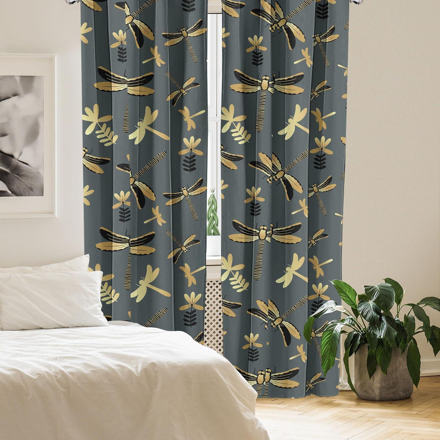 imageAmbesonne Nature Themed Curtains Modern Pattern of Tropical Atmosphere Neutral Leaves and Bumblebee Window Treatments 2 Panel Set for Living Room Bedroom Pair of 28 x 84 Purpleblue Sand BrownGrey Teal Sand Brown