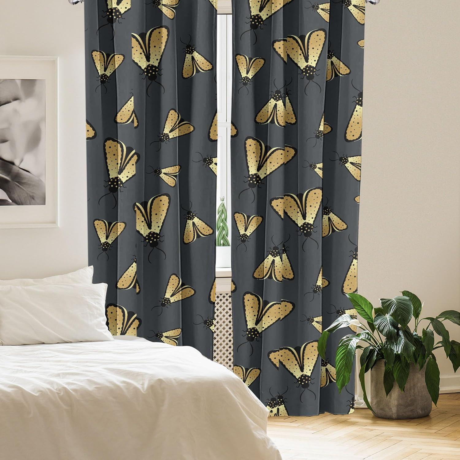 imageAmbesonne Nature Themed Curtains Modern Pattern of Tropical Atmosphere Neutral Leaves and Bumblebee Window Treatments 2 Panel Set for Living Room Bedroom Pair of 28 x 84 Purpleblue Sand BrownPale Camel Charcoal Grey